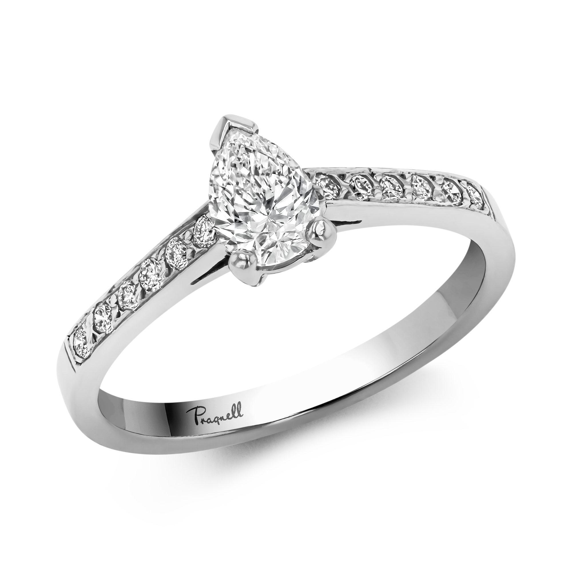 Classic 0.46ct Diamond Solitaire Ring Pearshape, Claw Set_1