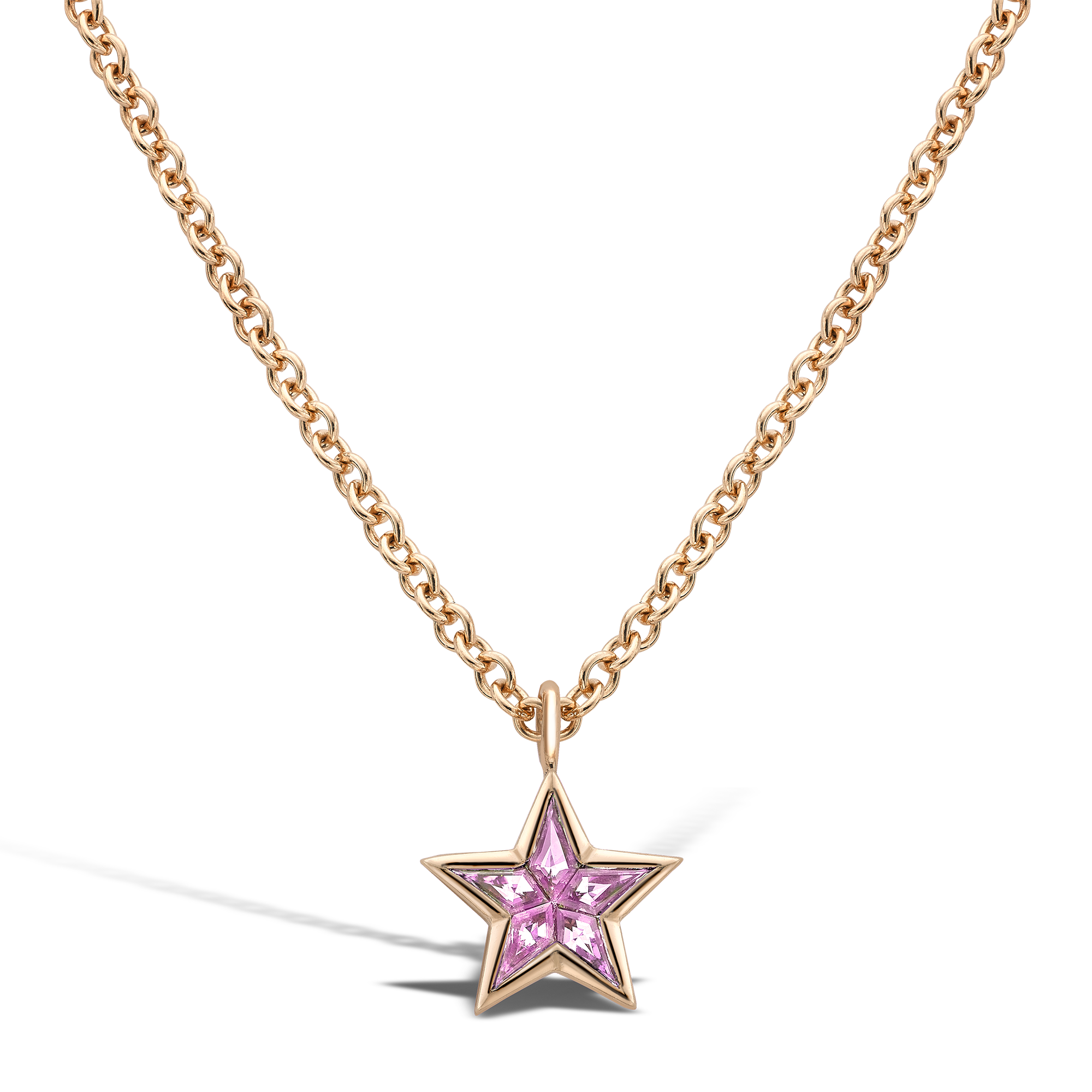 RockStar Pink Sapphire Pendant Kite Cut, Rubover Set_1