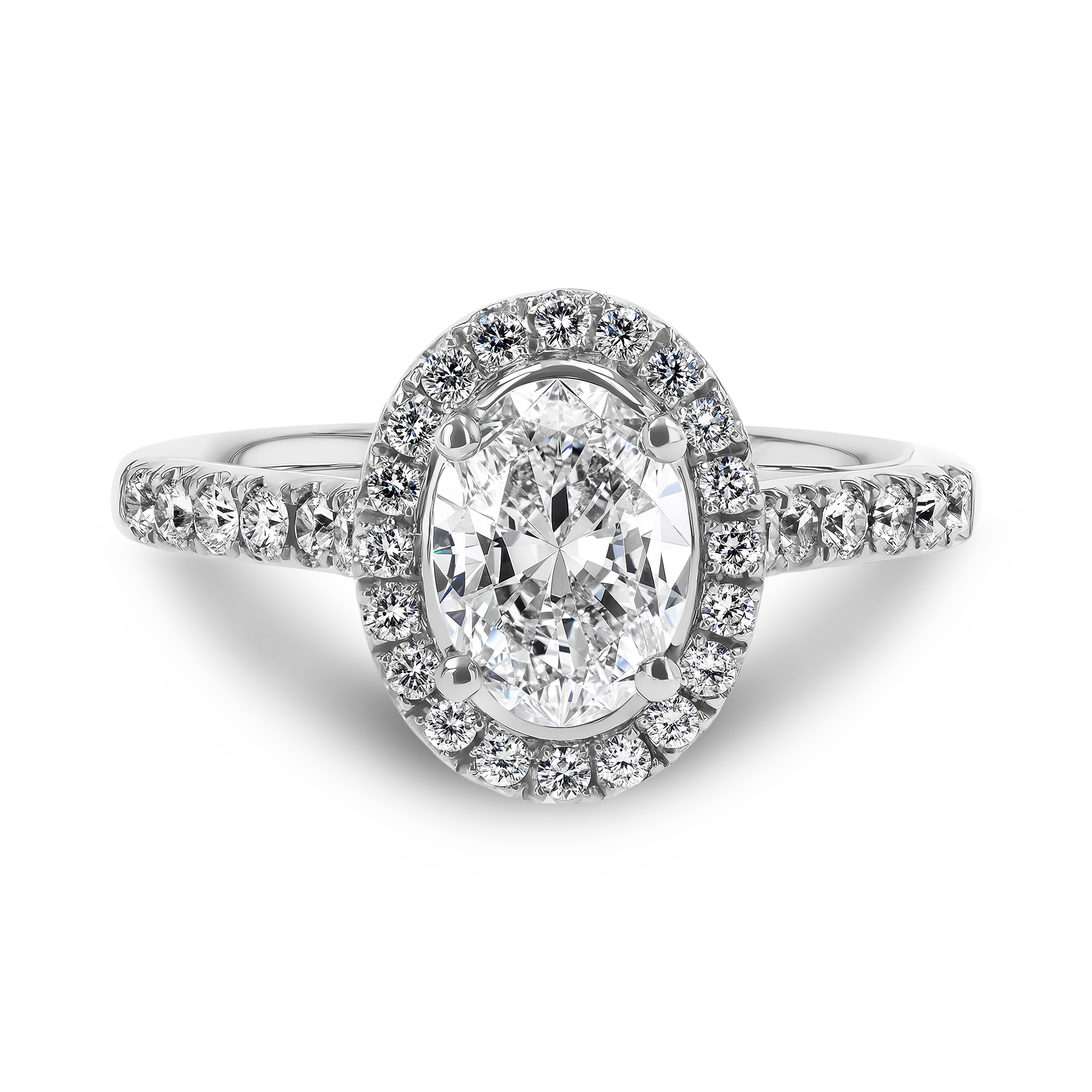 1.00CT Diamond Cluster Ring Oval Cut, Cluster, Brilliant Shoulders_2