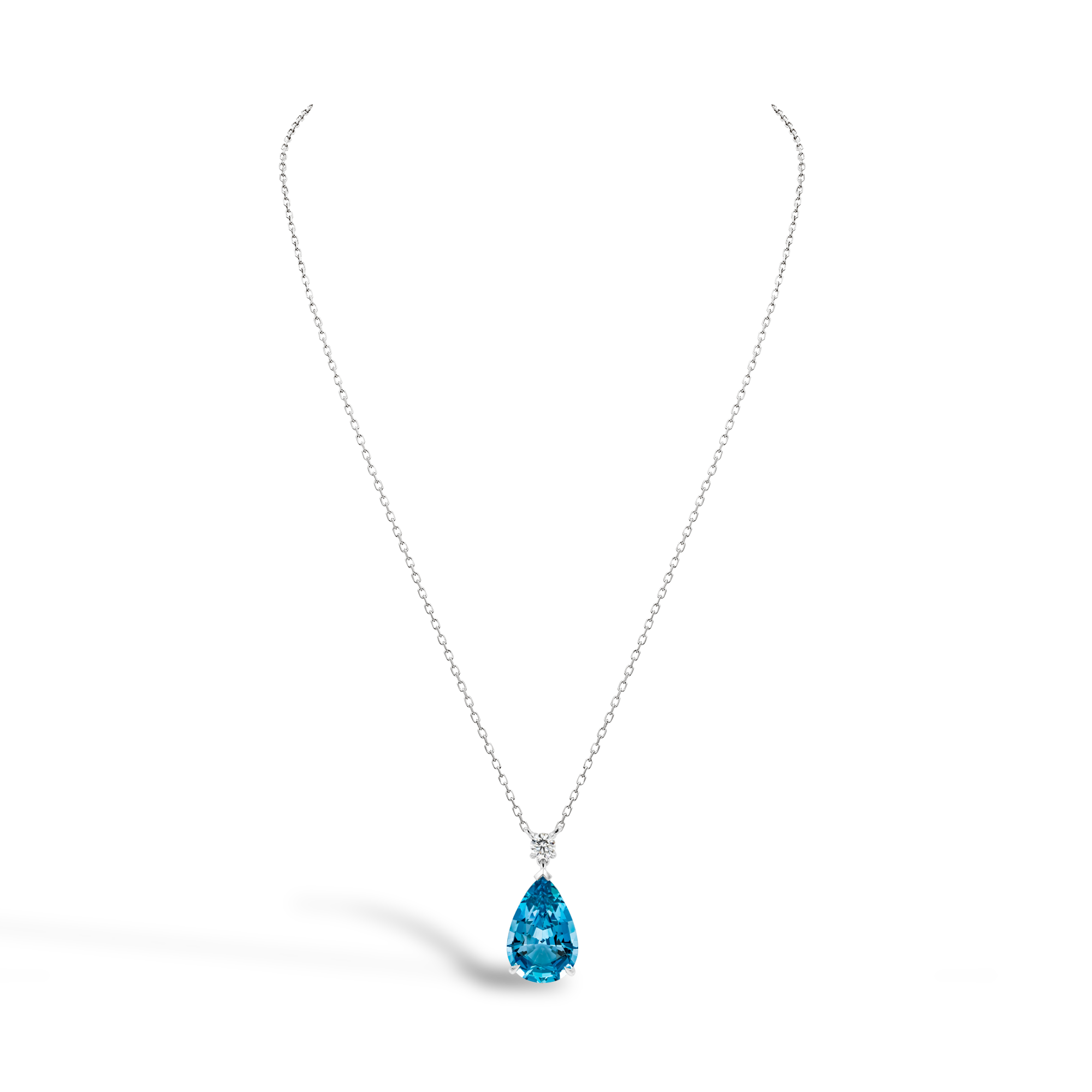 Pear Shaped 11.15ct Lukusuzi Aquamarine and Diamond Pendant Pear Shaped, Claw Set_2