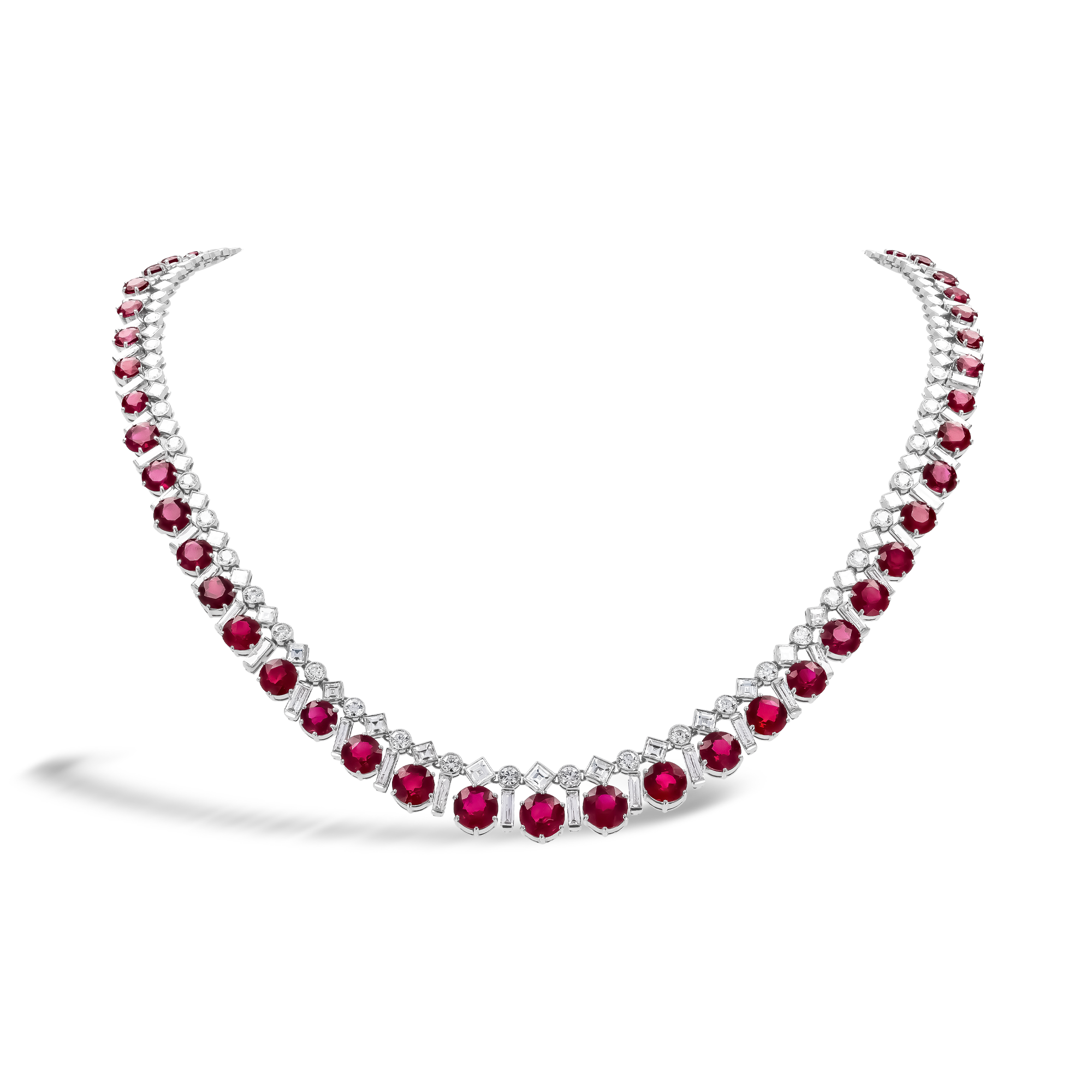 Masterpiece Brilliant Cut 39.04ct Burma Ruby and Diamond Necklace Brilliant cut, Claw set_1