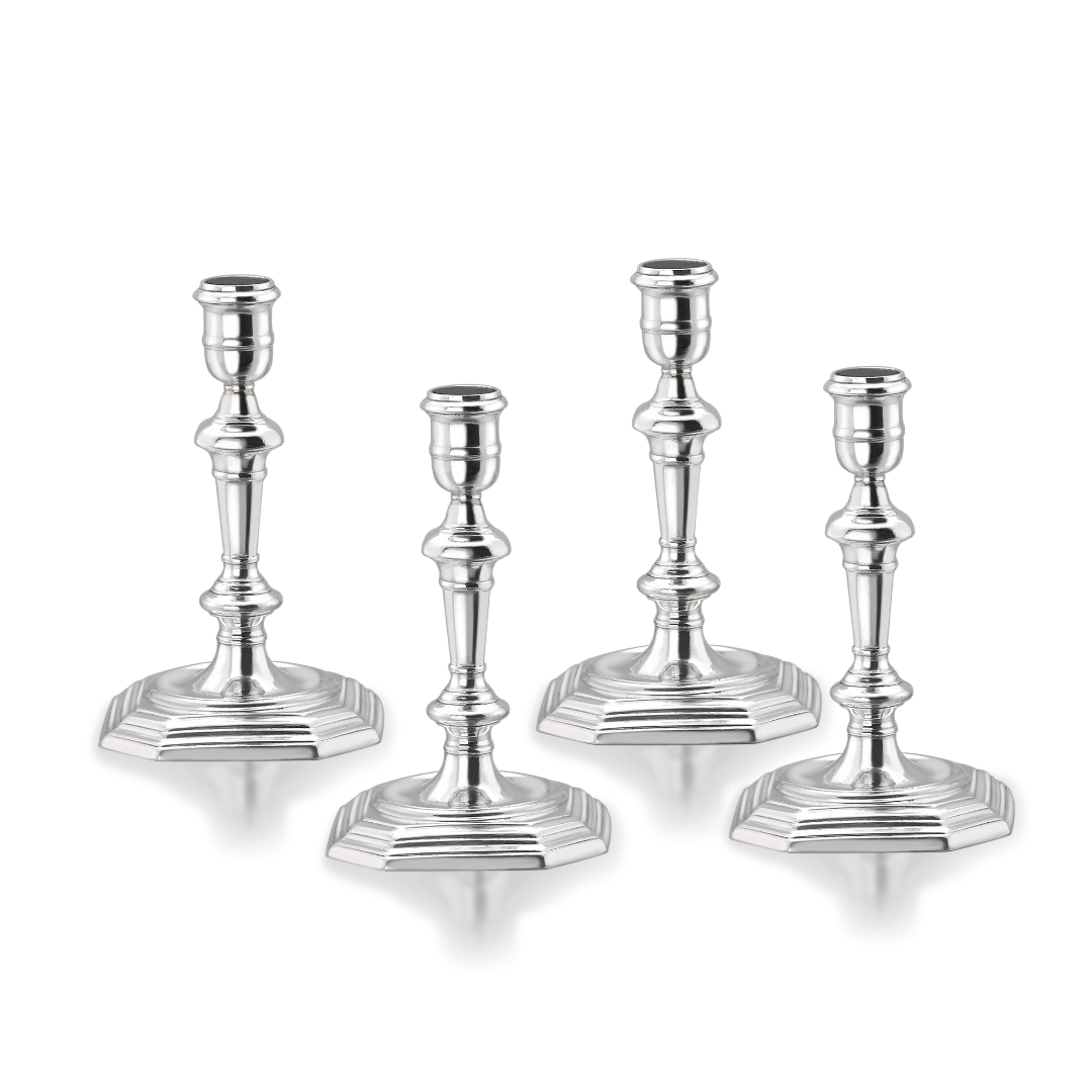 Silver George I Set of Four Candlesticks Hallmarked London_1