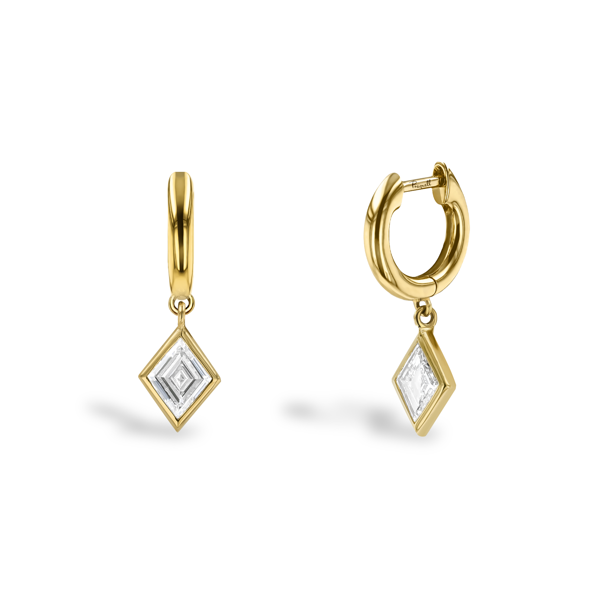 Lozenge Cut 1.02ct Diamond Drop Earrings Lozenge Cut, Rubover Set_1