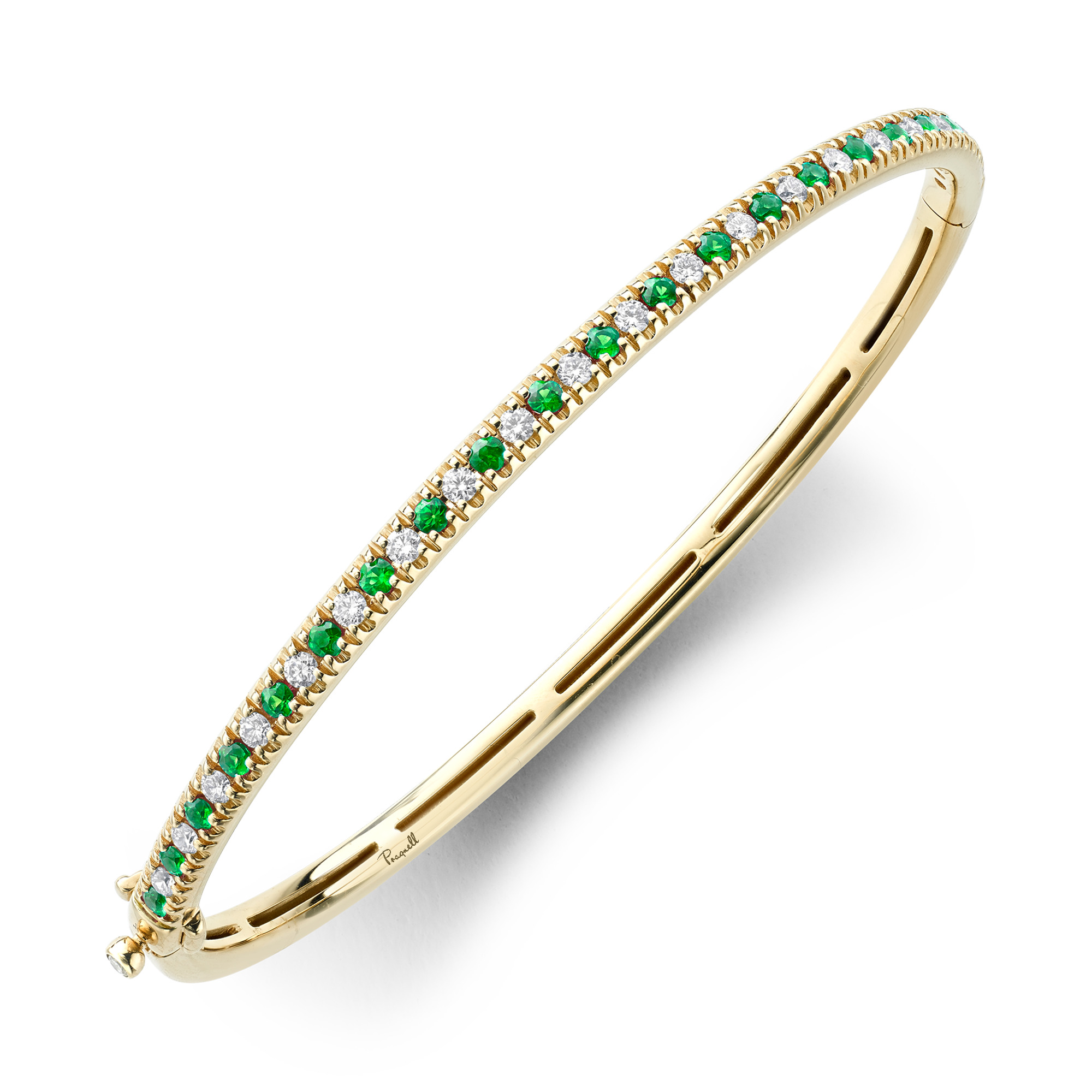 Emerald & Diamond Half Hoop Bangle Brilliant cut, Claw set_2