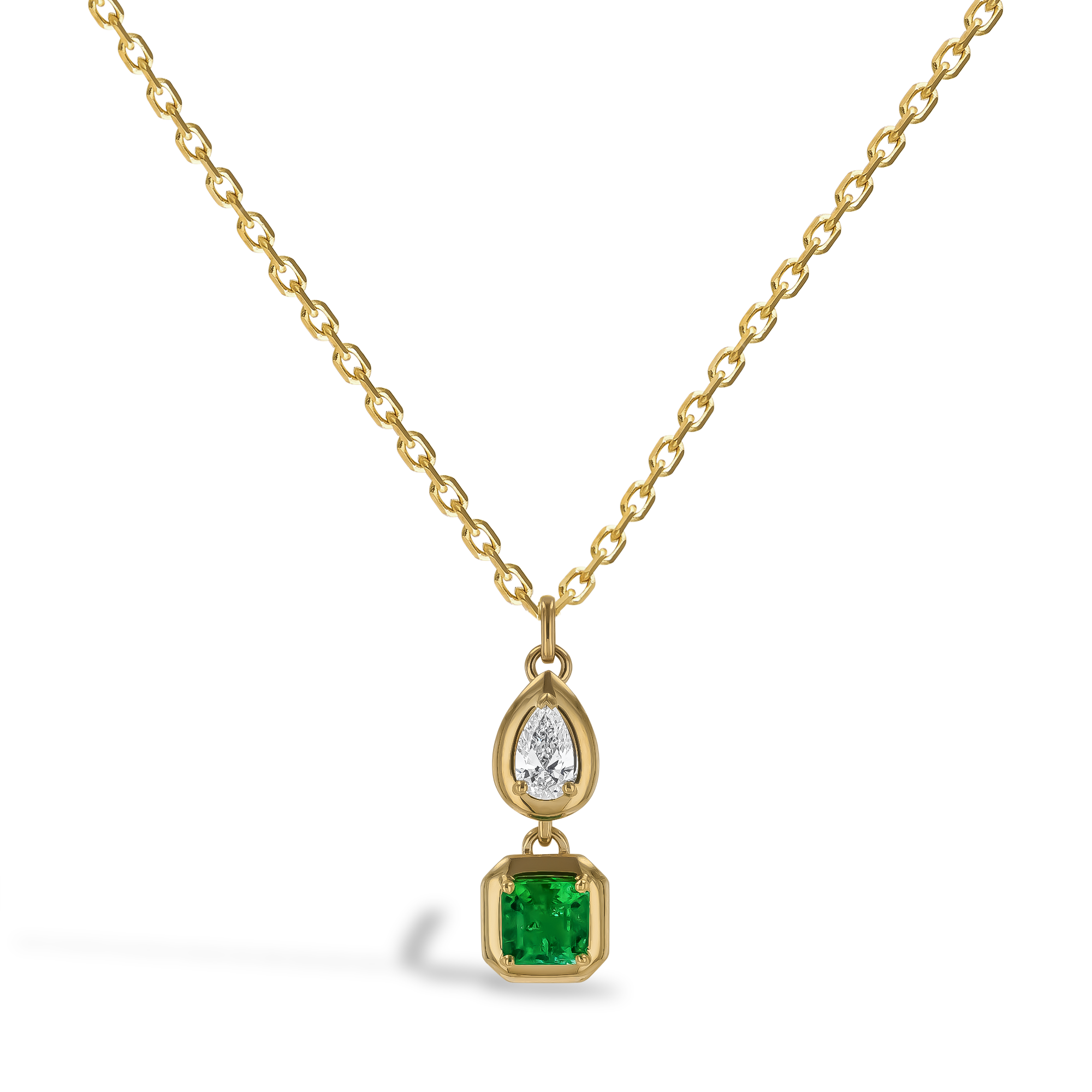 Skimming Stone 1.24ct Colombian Emerald and Diamond Pendant Emerald Cut, Claw Set_1