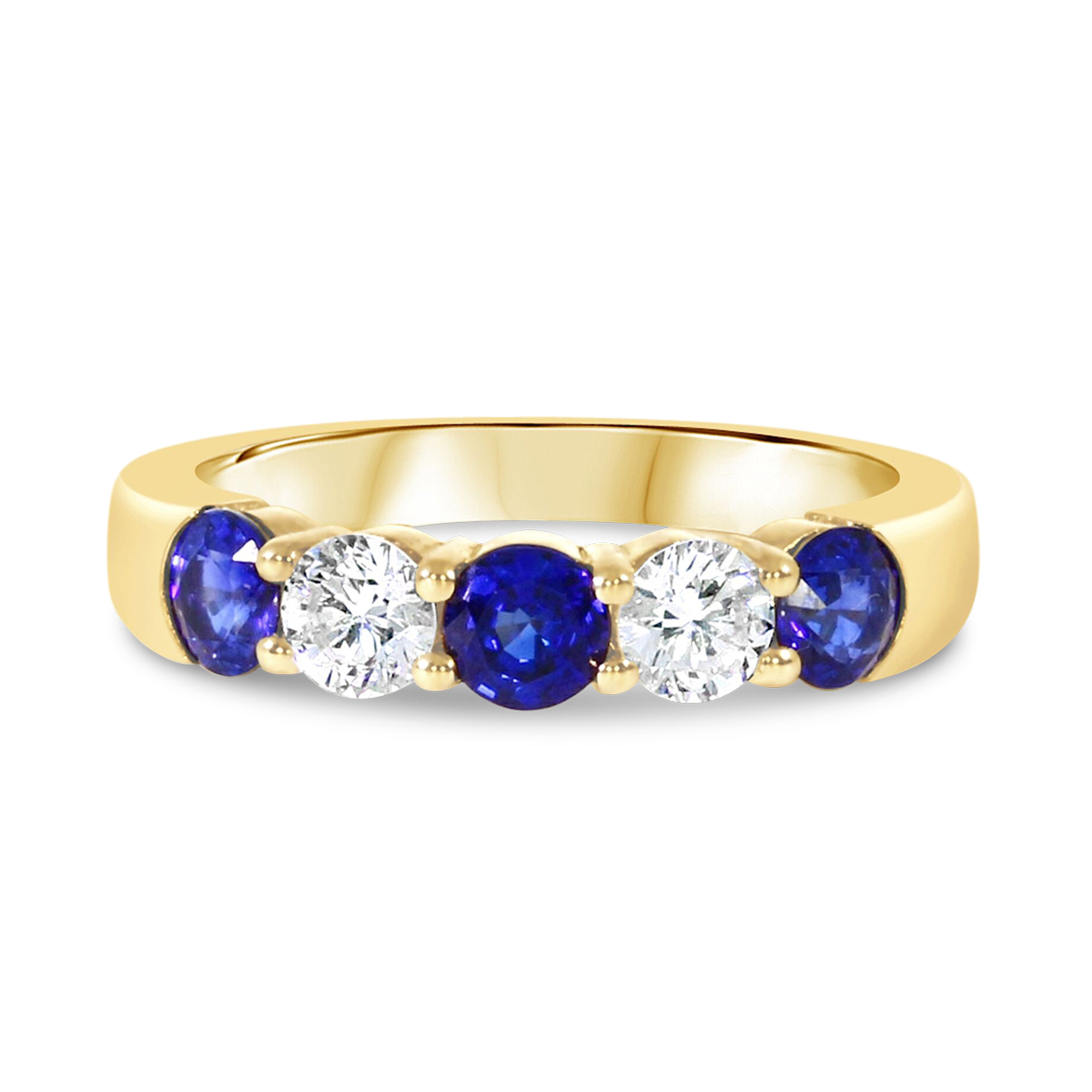 Brilliant Cut Sapphire and Diamond Ring Brilliant Cut, Five-Stone, Claw Set_1