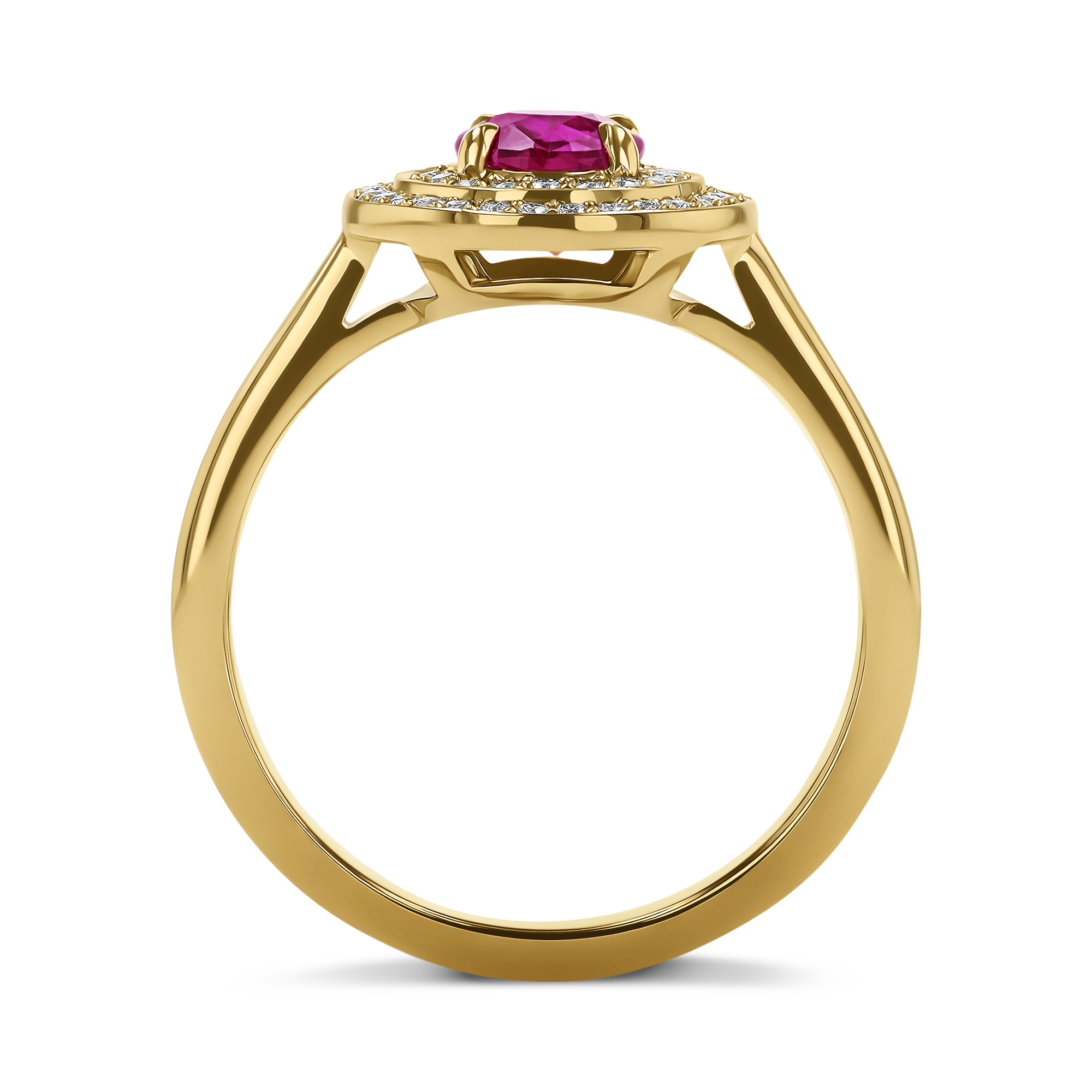 Oval Cut 1.08ct Ruby and Diamond Target Ring Oval Cut, Claw Set_3