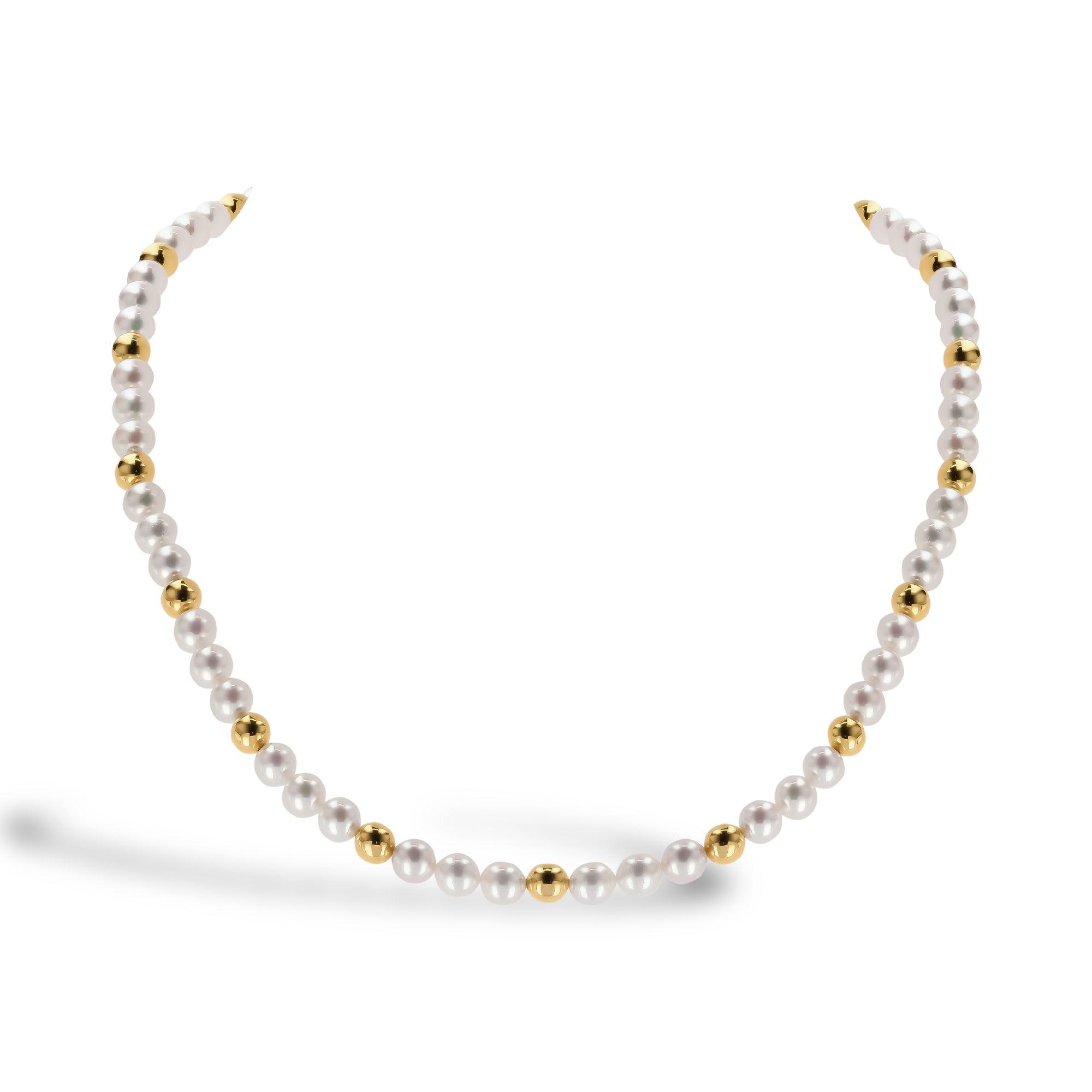 Akoya Pearl and Gold Bead Necklace _1