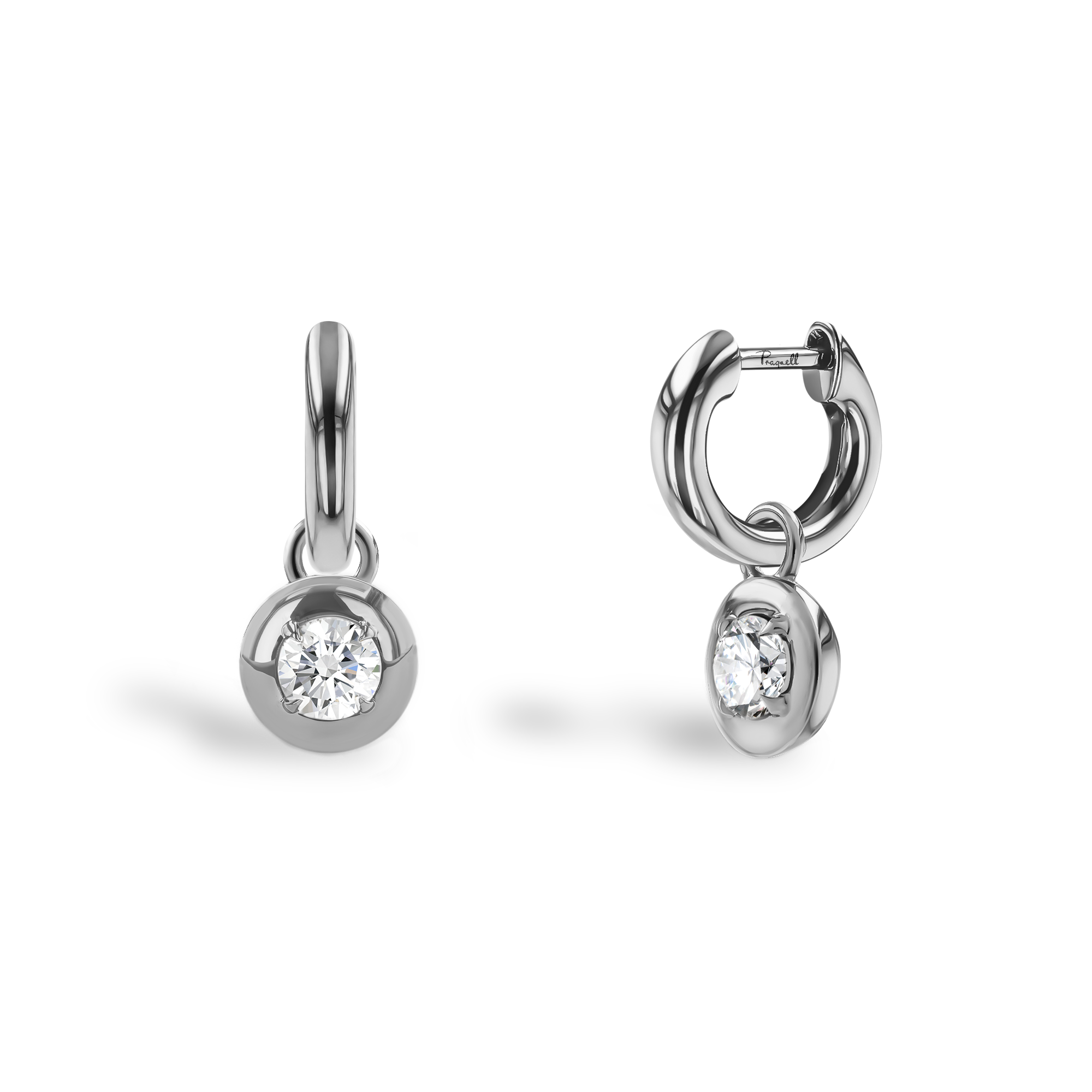 Skimming Stone 0.30ct Botswana Diamond Drop Hoop Earrings Brilliant cut, Claw set_1