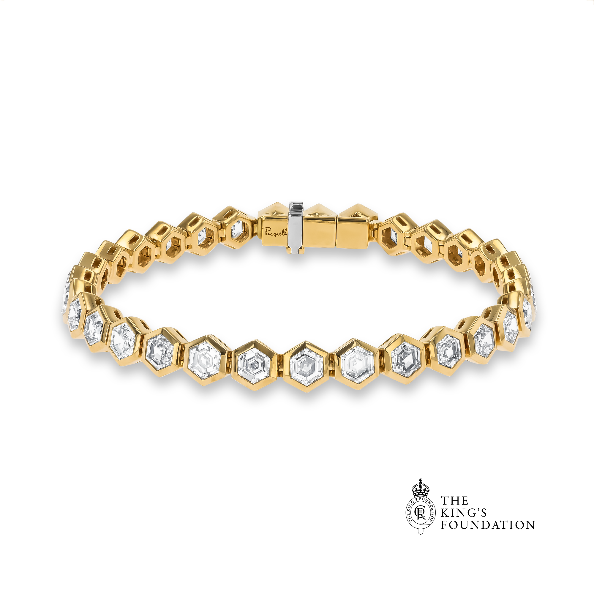 Honeycomb 10.05ct Diamond Line Bracelet Hexagonal Cut, Rubover Set_1