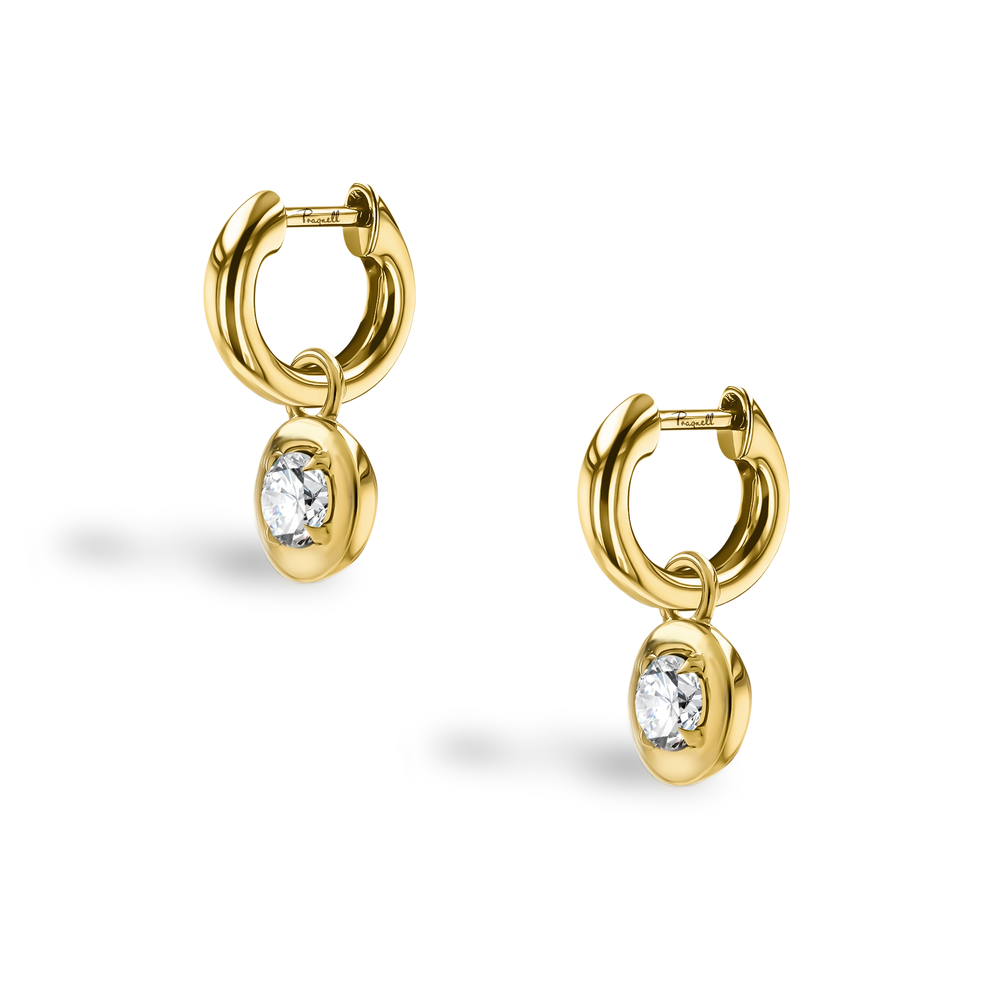 Skimming Stone 0.30ct Diamond Drop Hoop Earrings Brilliant cut, Claw set_3