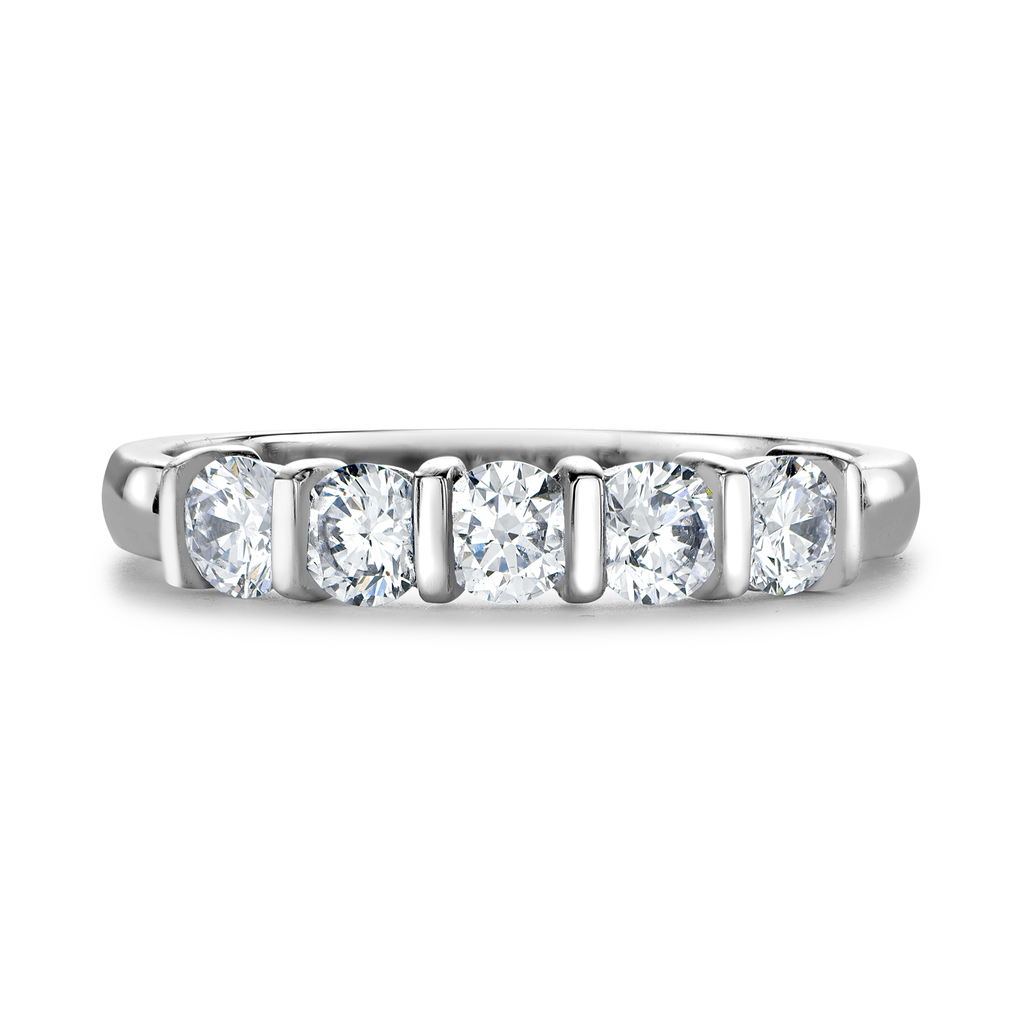 Round Brilliant Cut Diamond Five-Stone Ring Brilliant Cut, Five-Stone, Bar Set_2