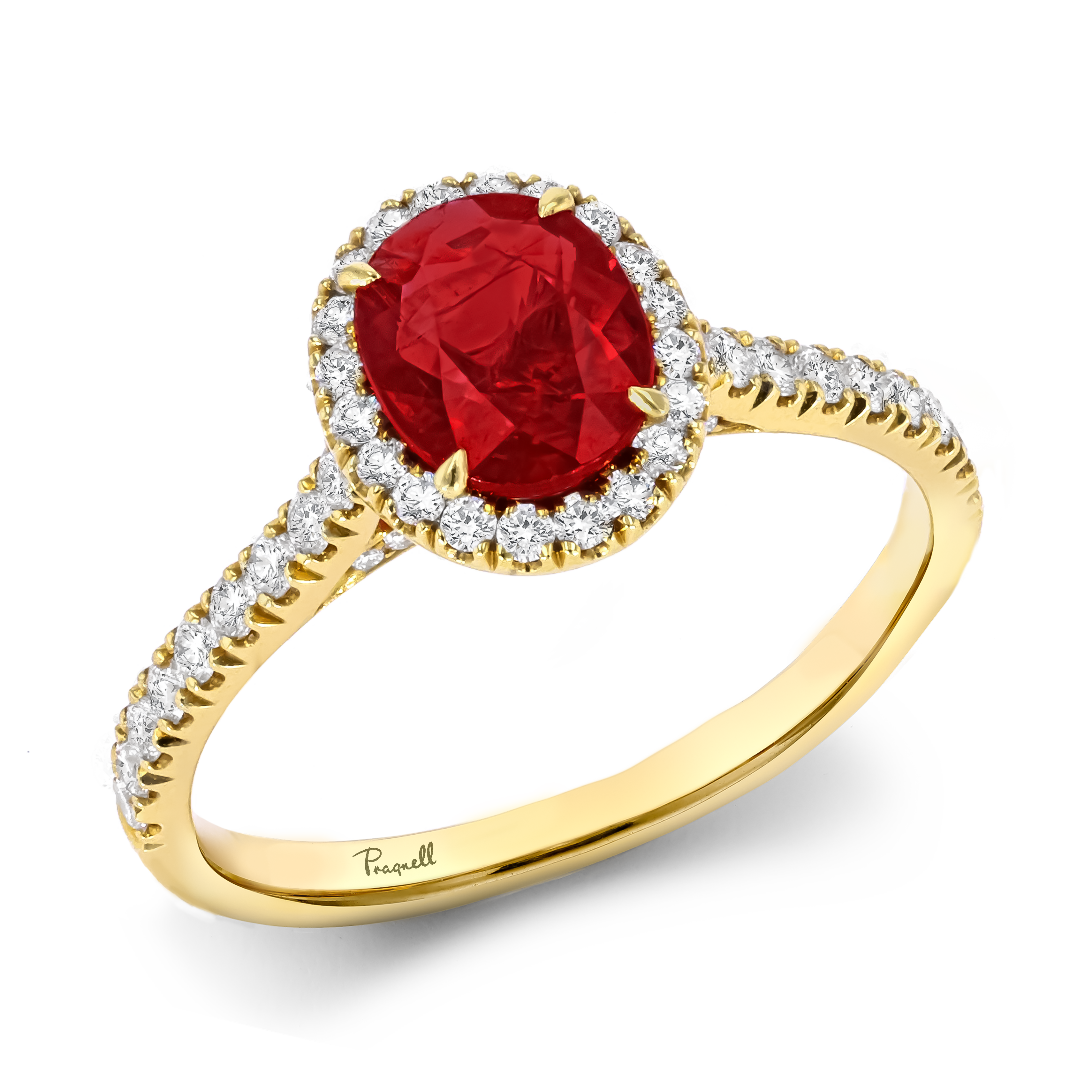 Oval 1.11ct Ruby and Diamond Cluster Ring Oval Cut, Claw & Micro Pave Set_1