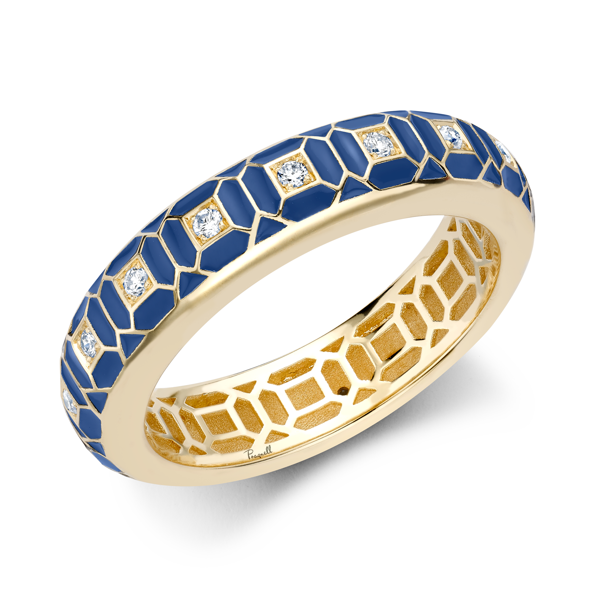 Revival Royal Blue Enamel and Diamond Ring Brilliant cut, Claw set_1