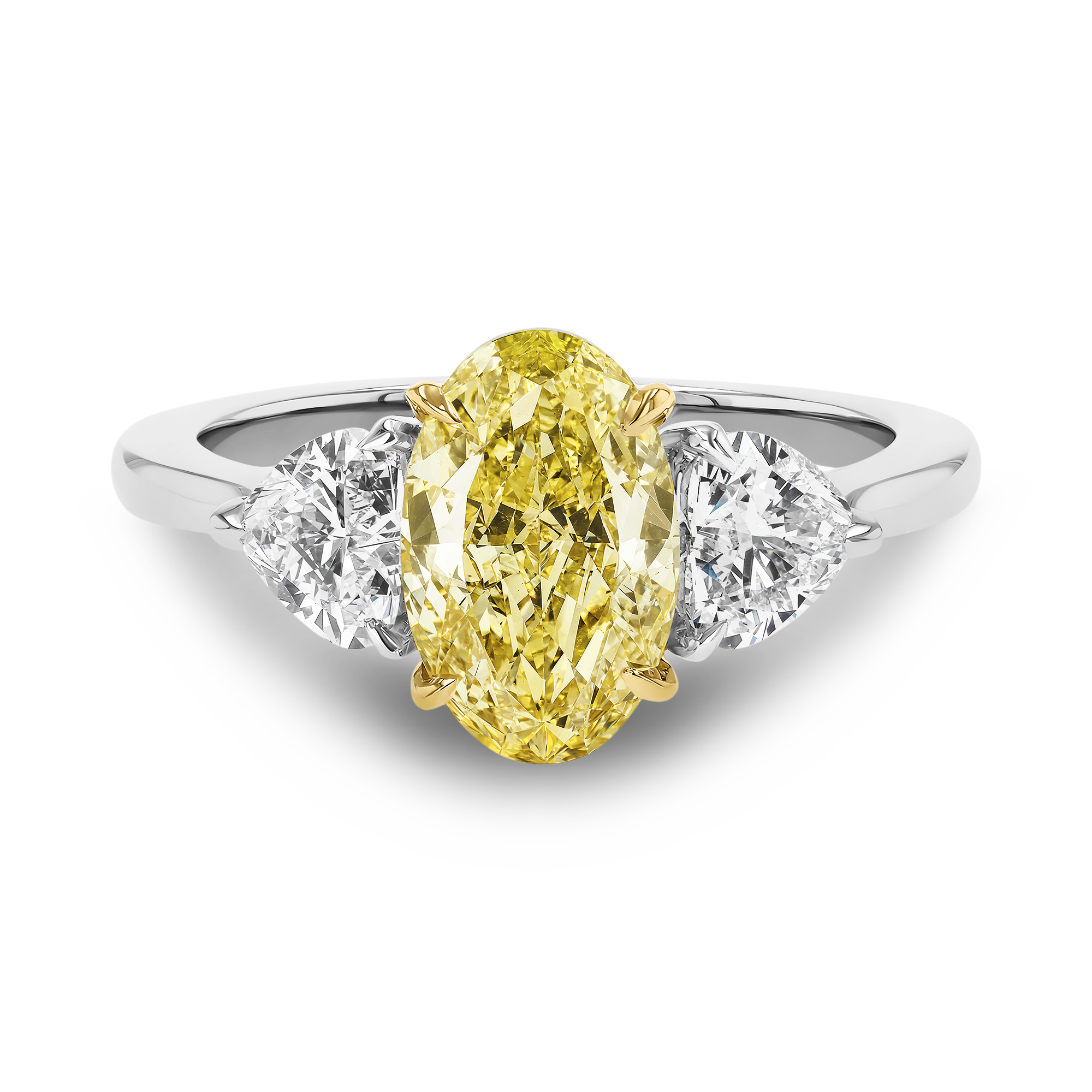 Venus Setting 2.01ct Kimberley Fancy Intense Yellow Diamond Ring Oval & Heart Cut, Claw Set_2