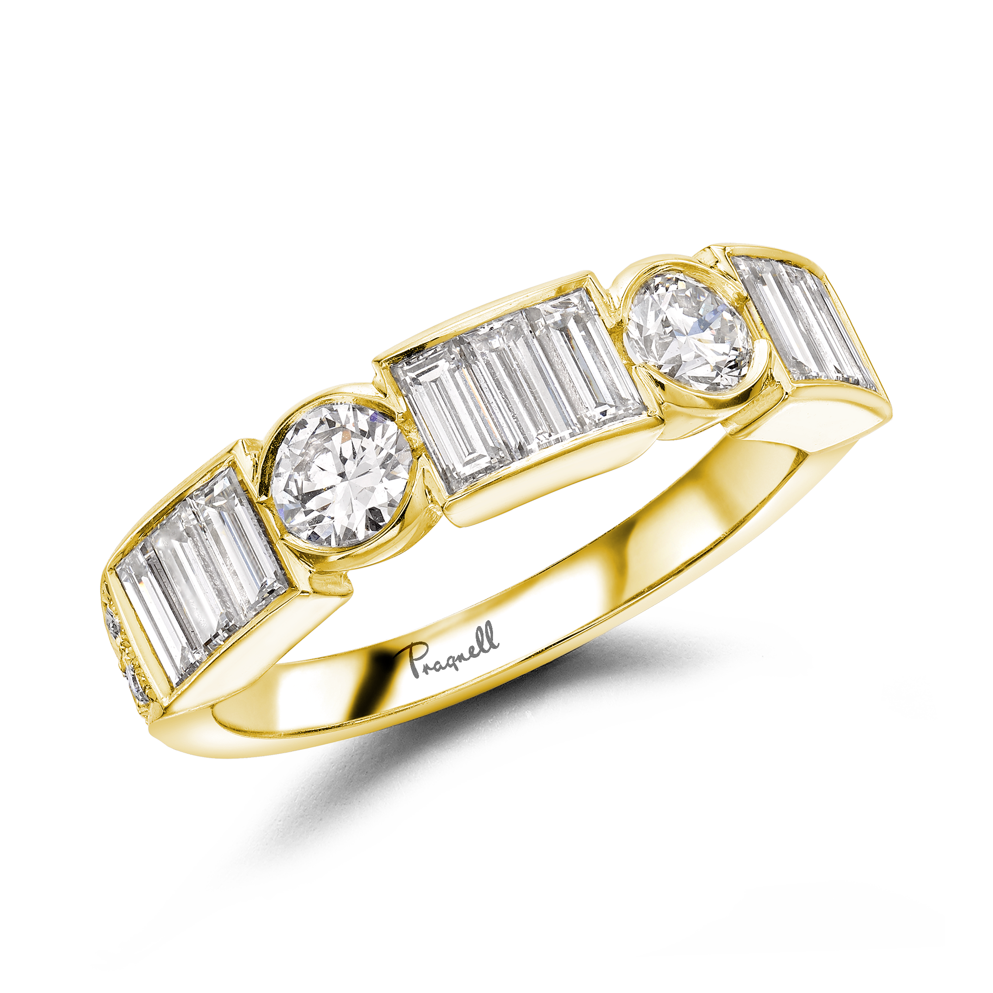 Antrobus Diamond Half Eternity Ring Brilliant & Baguette Cut, Rub Over Set_1