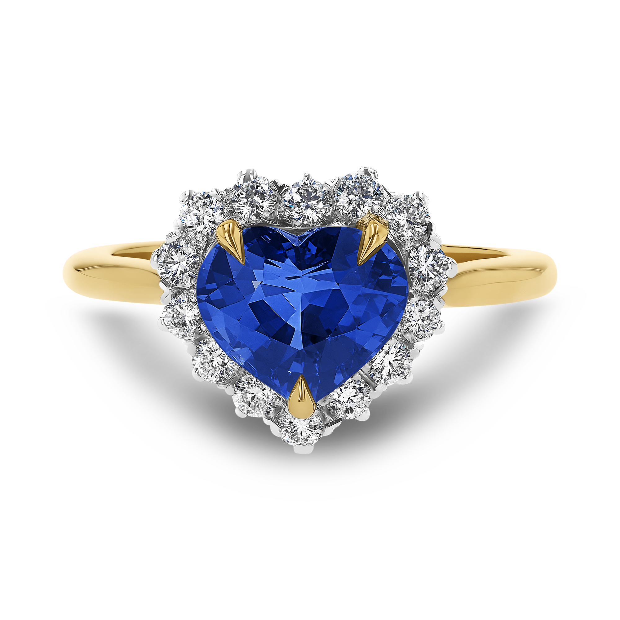 Heartshape 2.54ct Sapphire and Diamond Cluster Ring Heartshape, Claw set_2