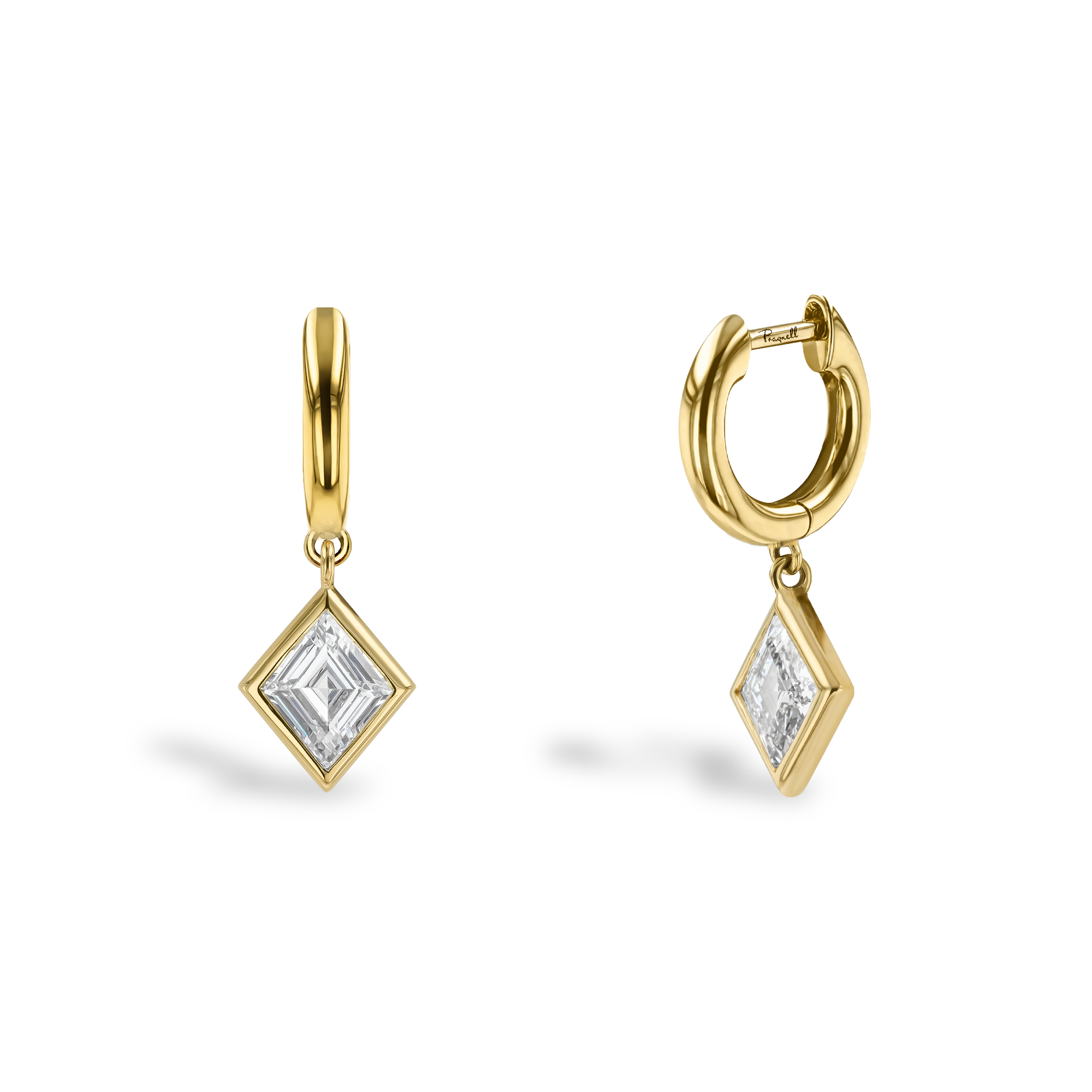 Lozenge Cut 1.00ct Diamond Drop Earrings Lozenge Cut, Rubover Set_1