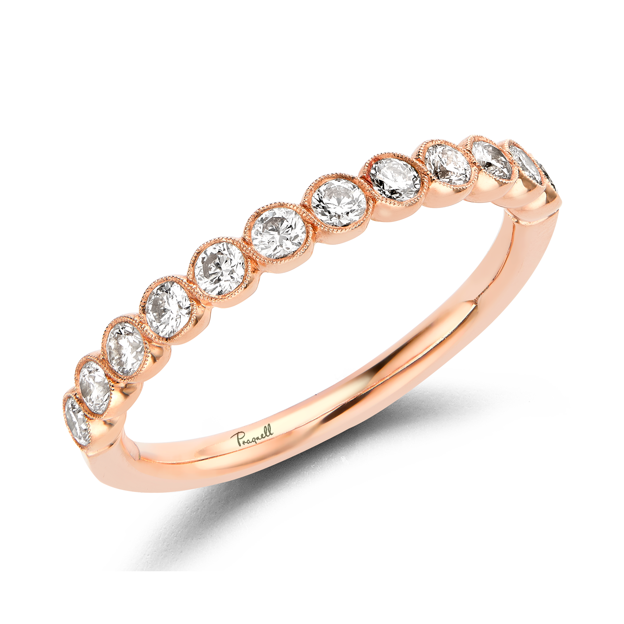 Diamond Dot 0.48ct Half Eternity Ring Brilliant Cut, Millegrain Set_1