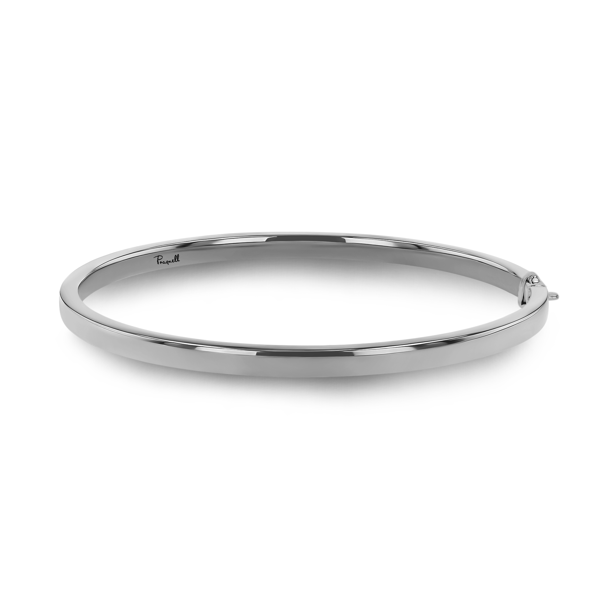 Plain Polished 4mm Square Edged Oval Bangle _1