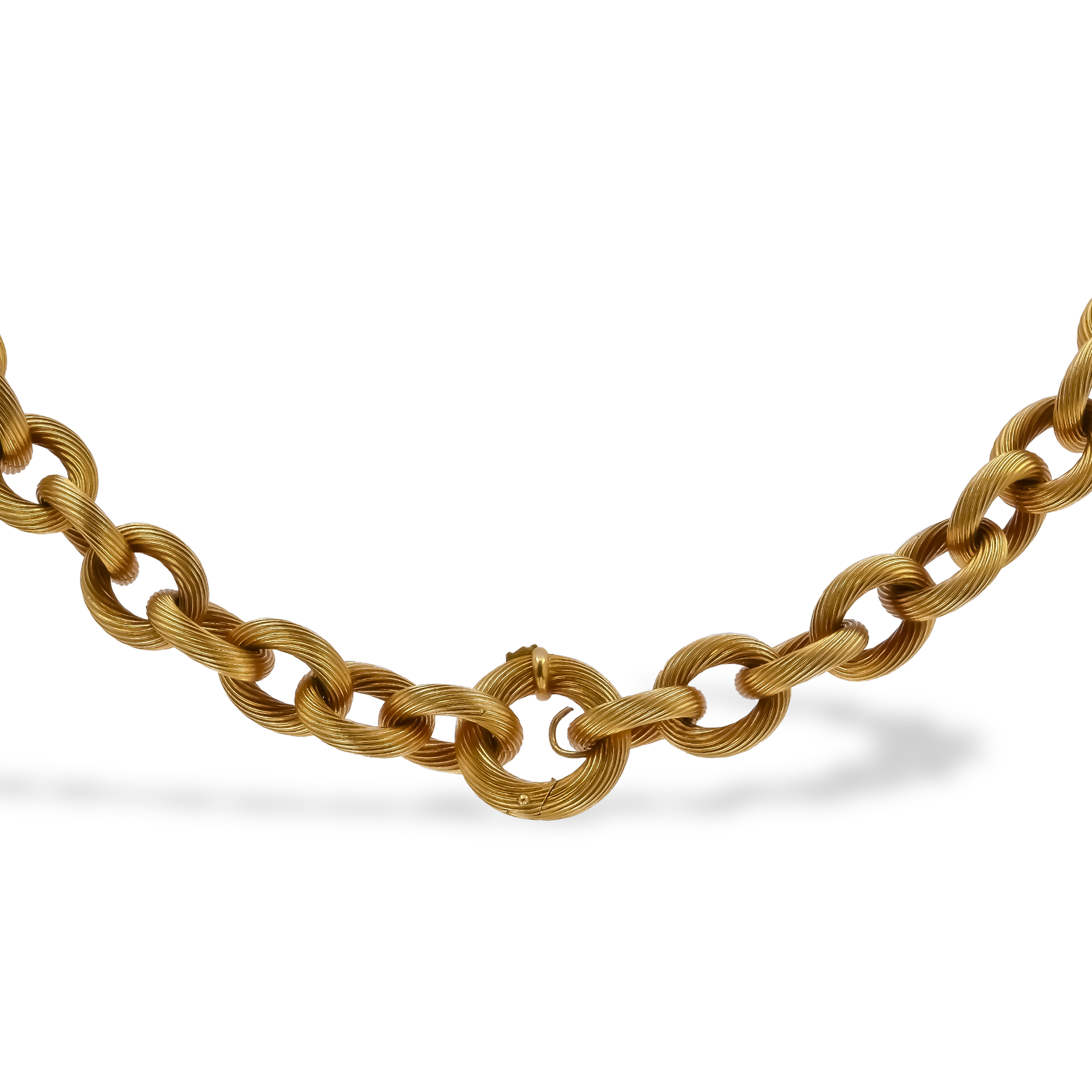 Retro Gold Textured Cable Link Convertible Necklace _2