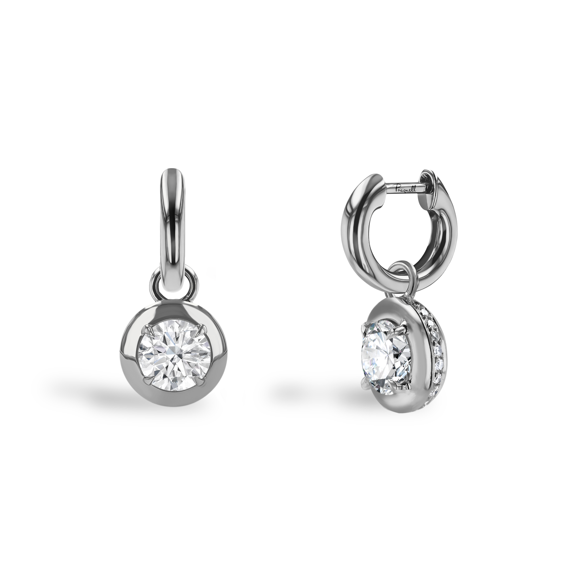 Skimming Stone 1.67ct Botswana Diamond Drop Hoop Earrings Brilliant cut, Claw set_1