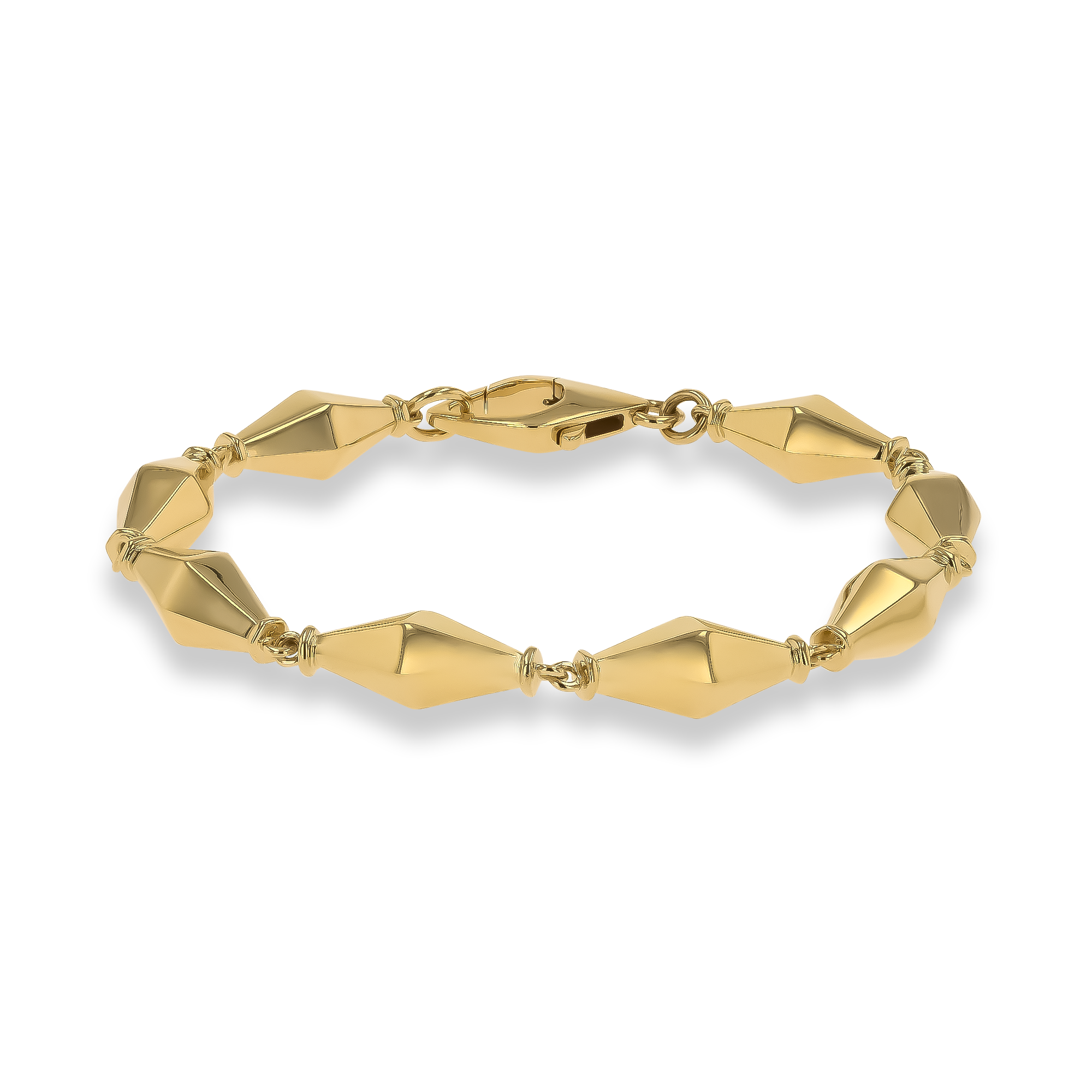 Cleopatra Gold Faceted Barrel Link Bracelet _1