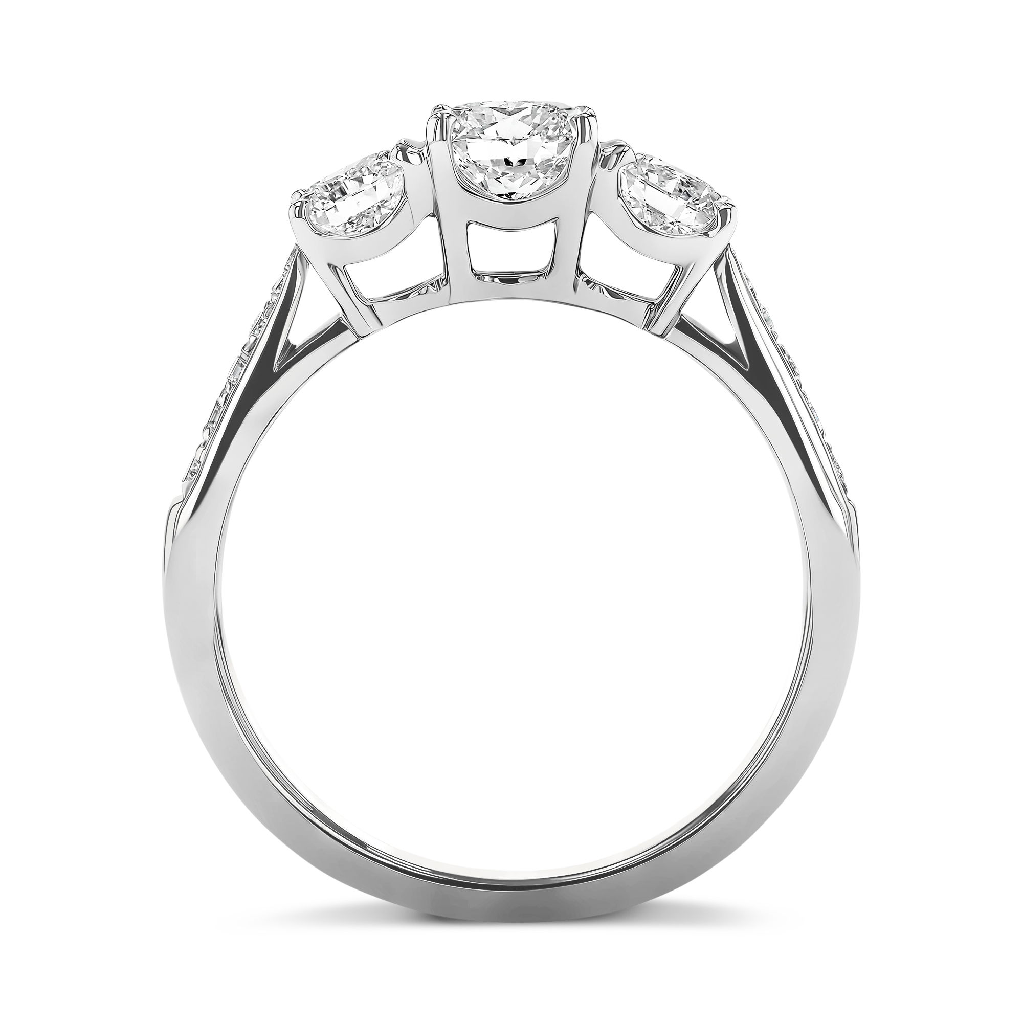 0.30ct Diamond Three-Stone Ring Brilliant Cut, Three-Stone, Diamond Shoulders_3