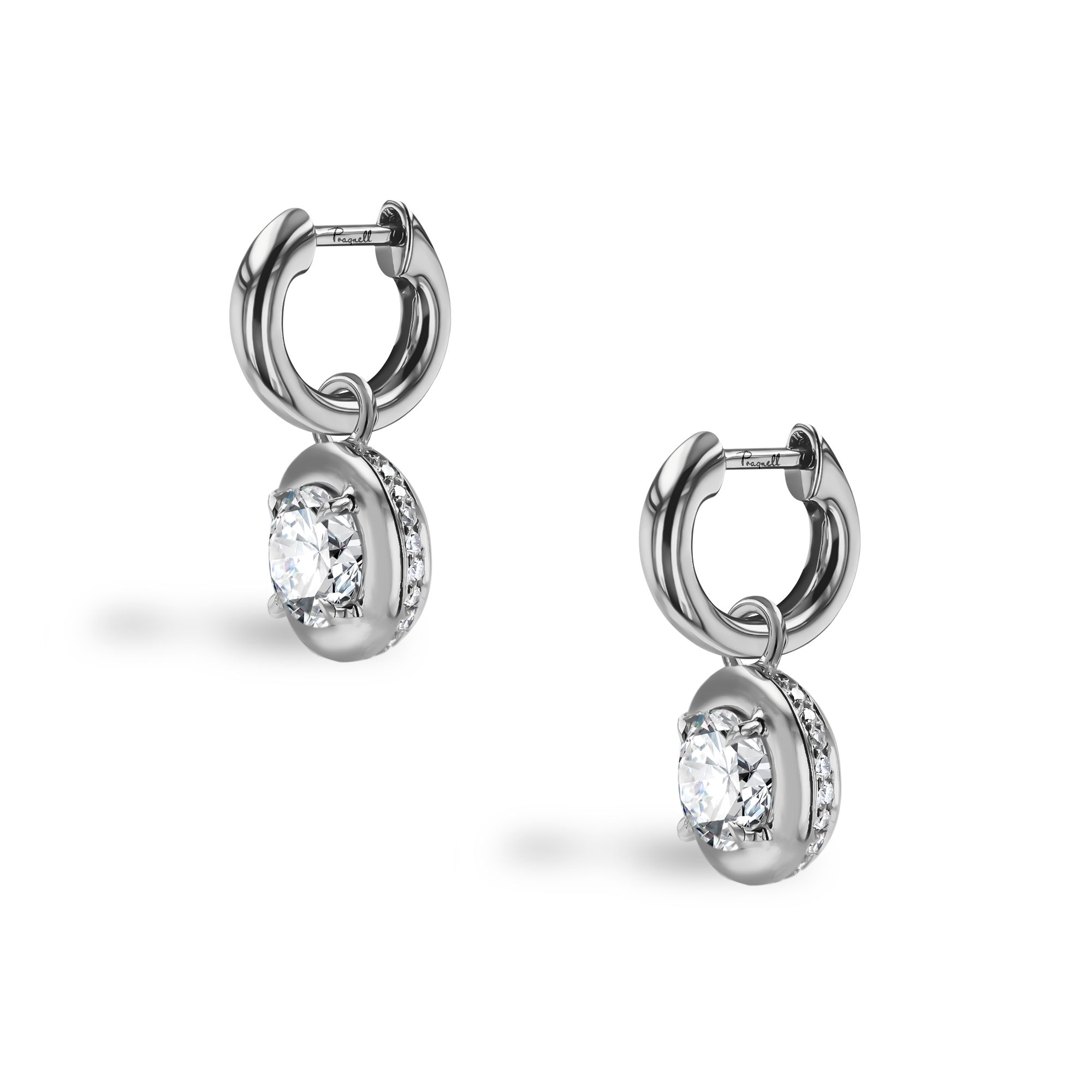 Skimming Stone 1.67ct Botswana Diamond Drop Hoop Earrings Brilliant cut, Claw set_3