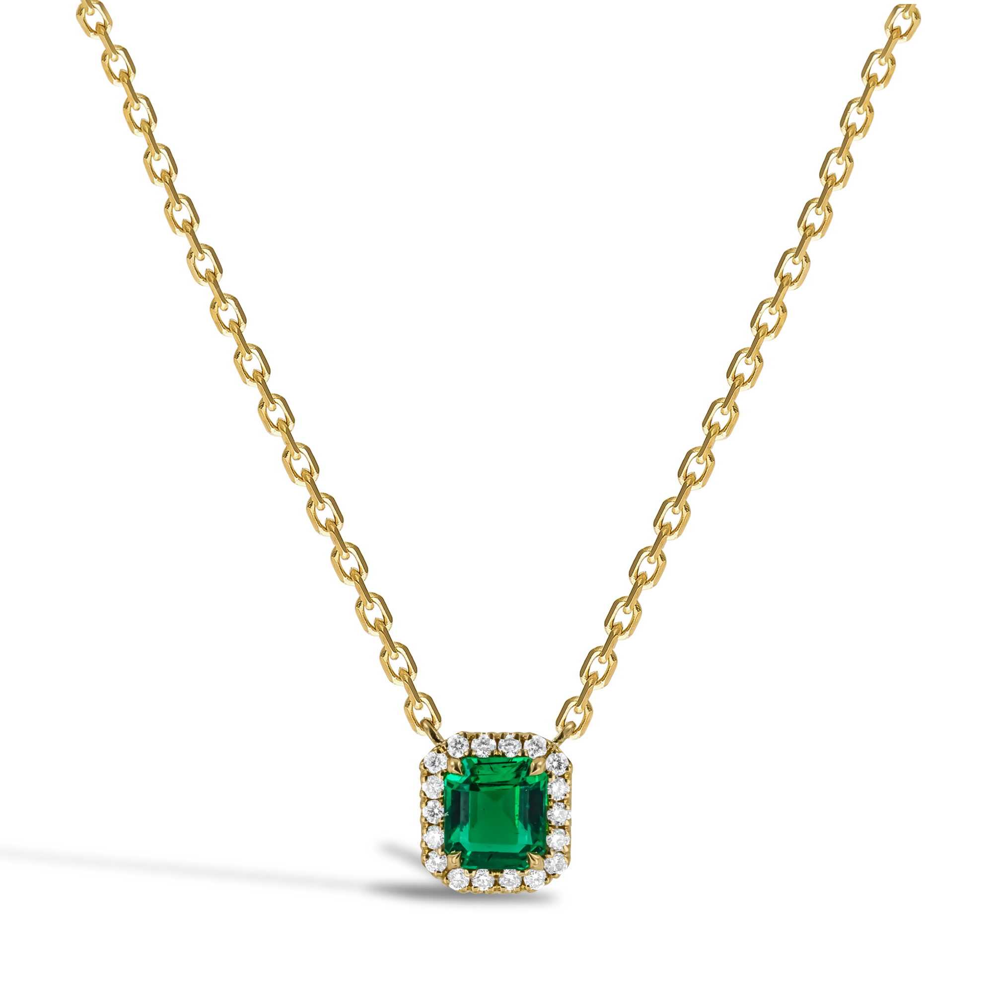 Octagonal Cut 0.62ct Emerald and Diamond Pendant Octagonal Cut, Claw Set_1