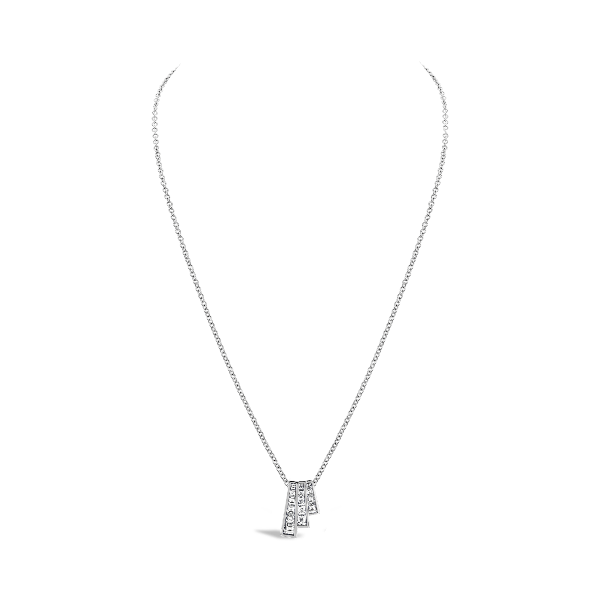 Manhattan 0.93ct Diamond Three Row Fan Pendant Carre Cut, Channel Set_2