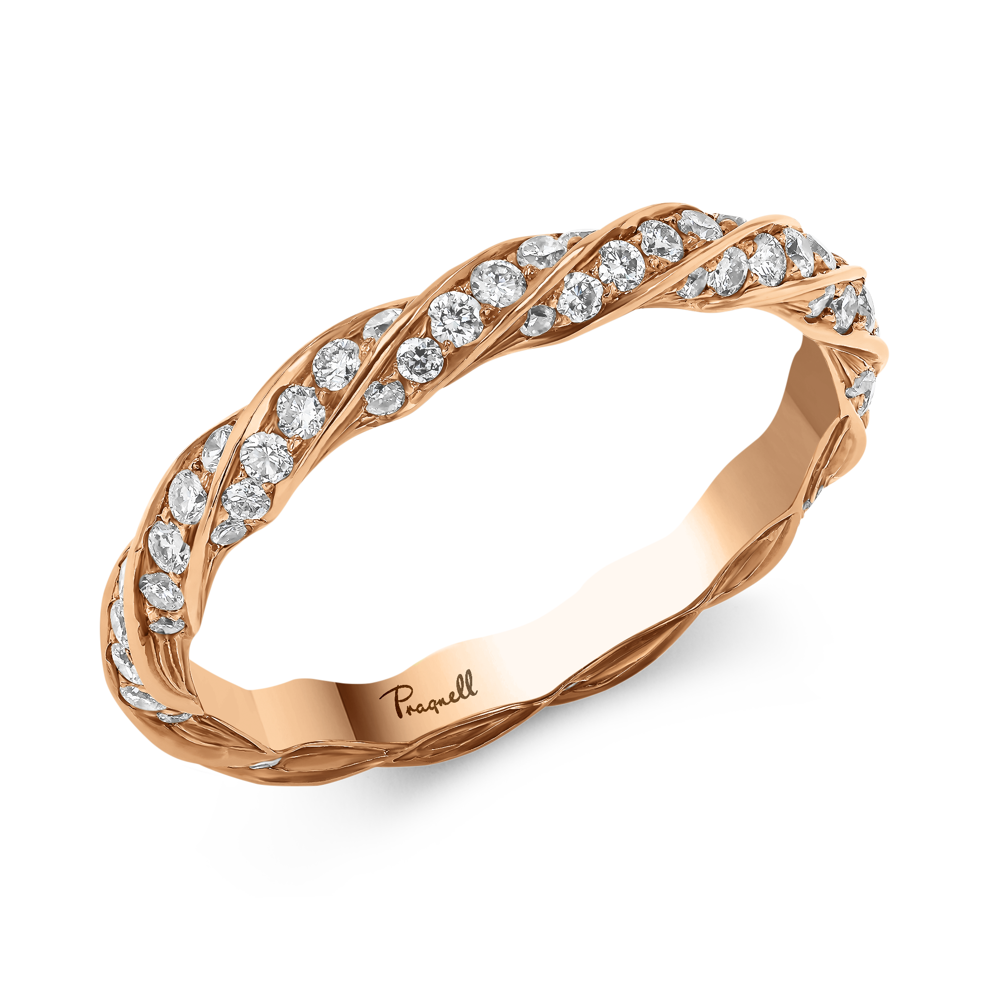 Brilliant Cut 0.80ct Twist Eternity Ring in 18ct Rose Gold Brilliant Cut, Grain Set_1