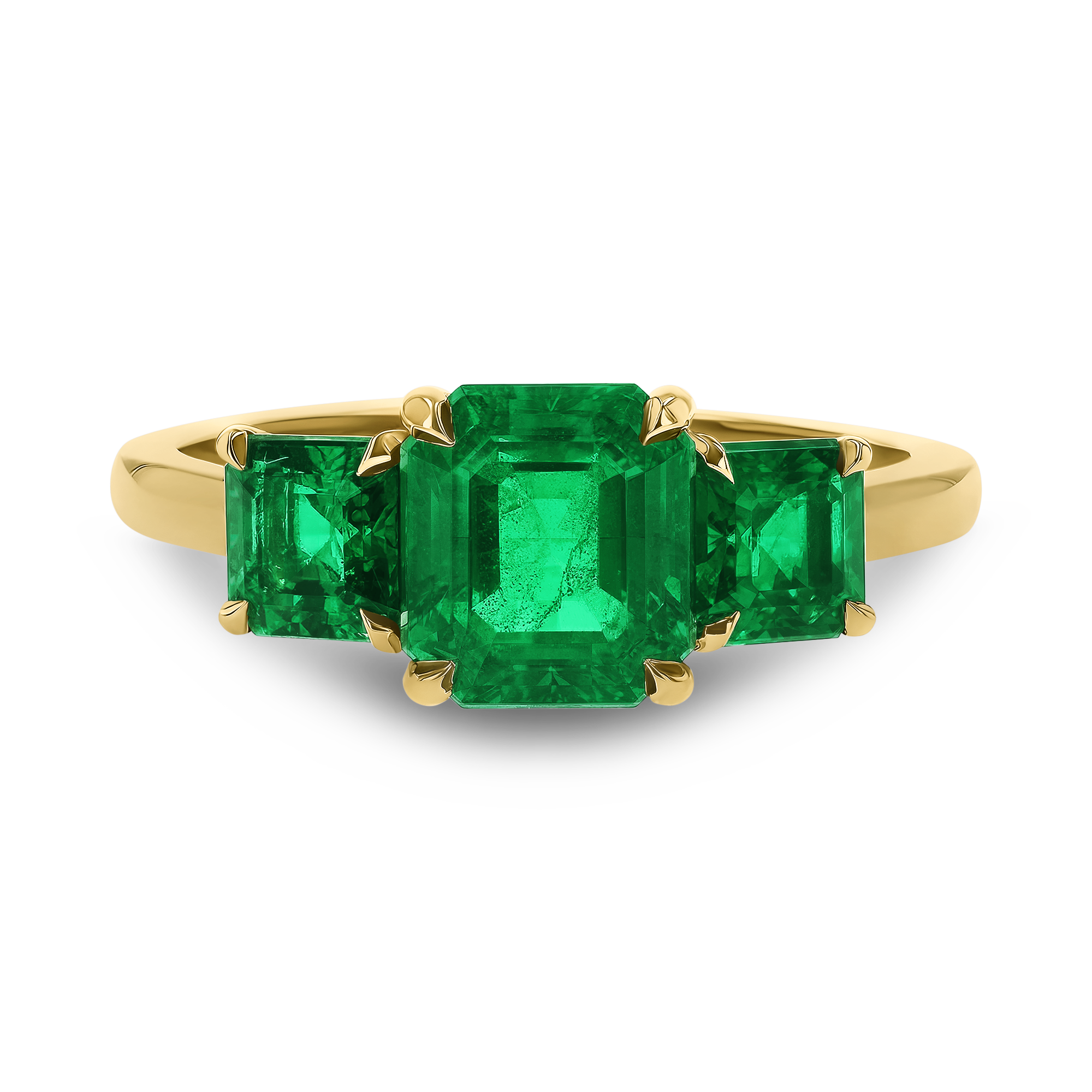 Emerald Cut 2.48ct Zambian Emerald Three Stone Ring Emerald Cut, Claw Set_2