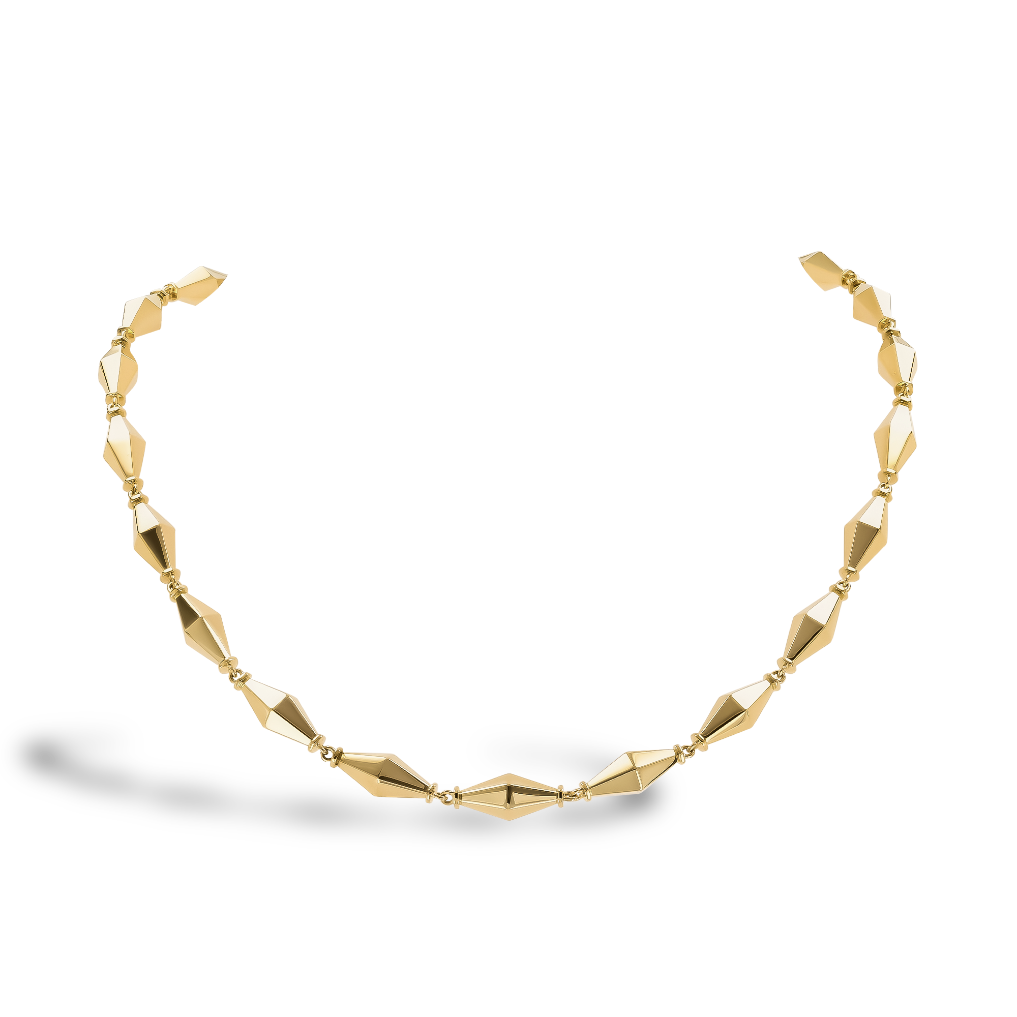 Cleopatra Gold Faceted Barrel Link Necklace _1