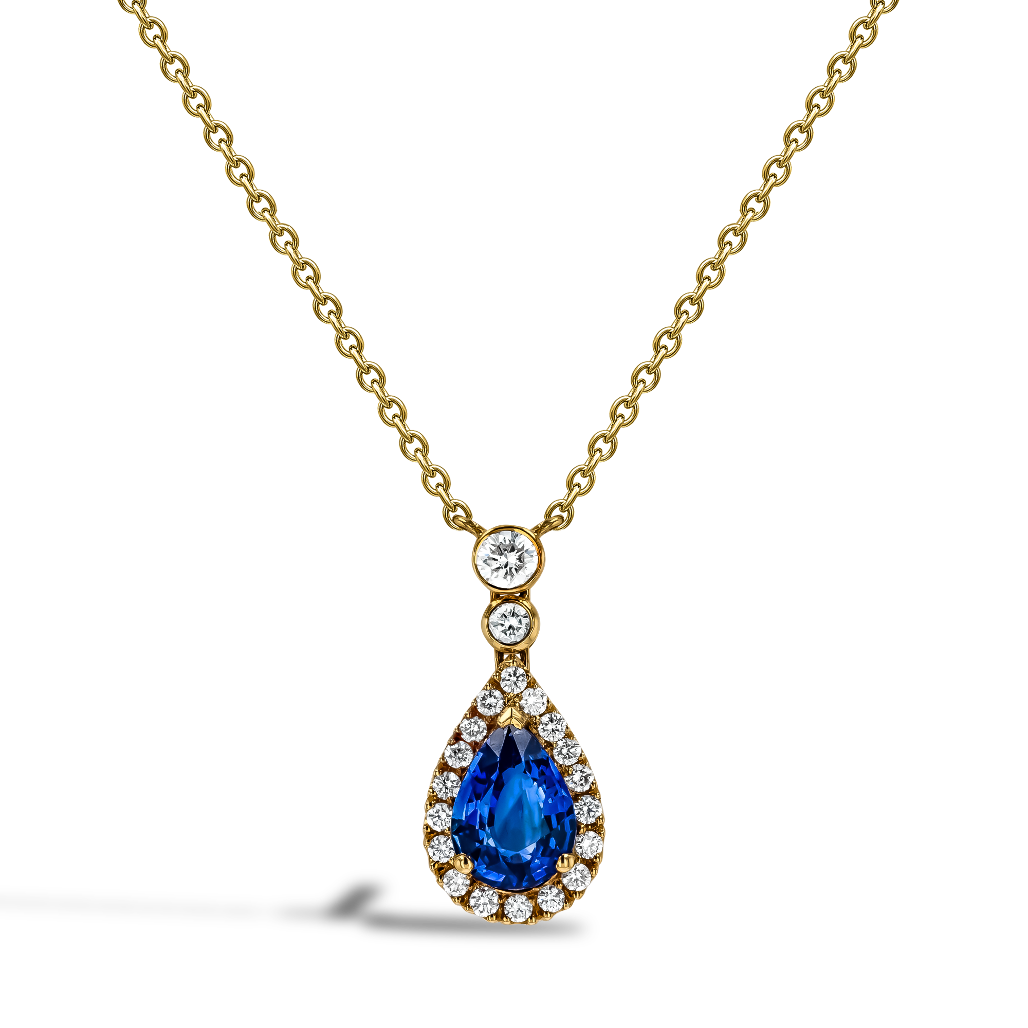 Contemporary 1.30ct Sapphire and Diamond Pendant Pearshape, Claw Set_1