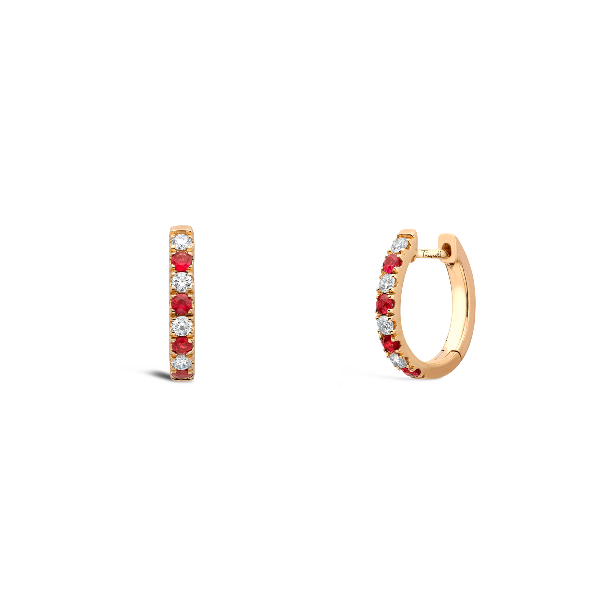 Ruby & Diamond Half Hoop Earrings Brilliant cut, Claw set_1