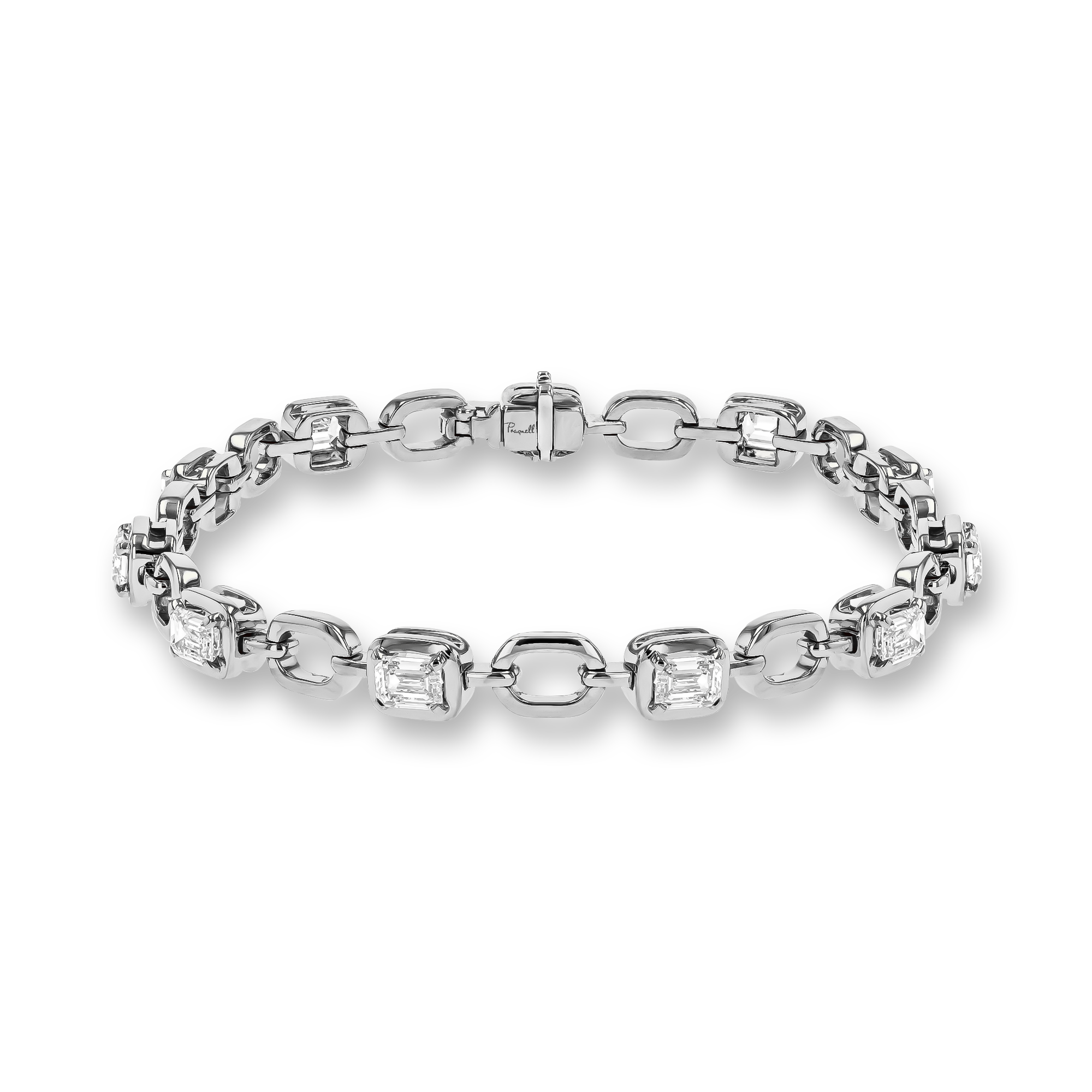 Skimming Stone 4.06ct Line Bracelet Emerald Cut, Claw Set_1