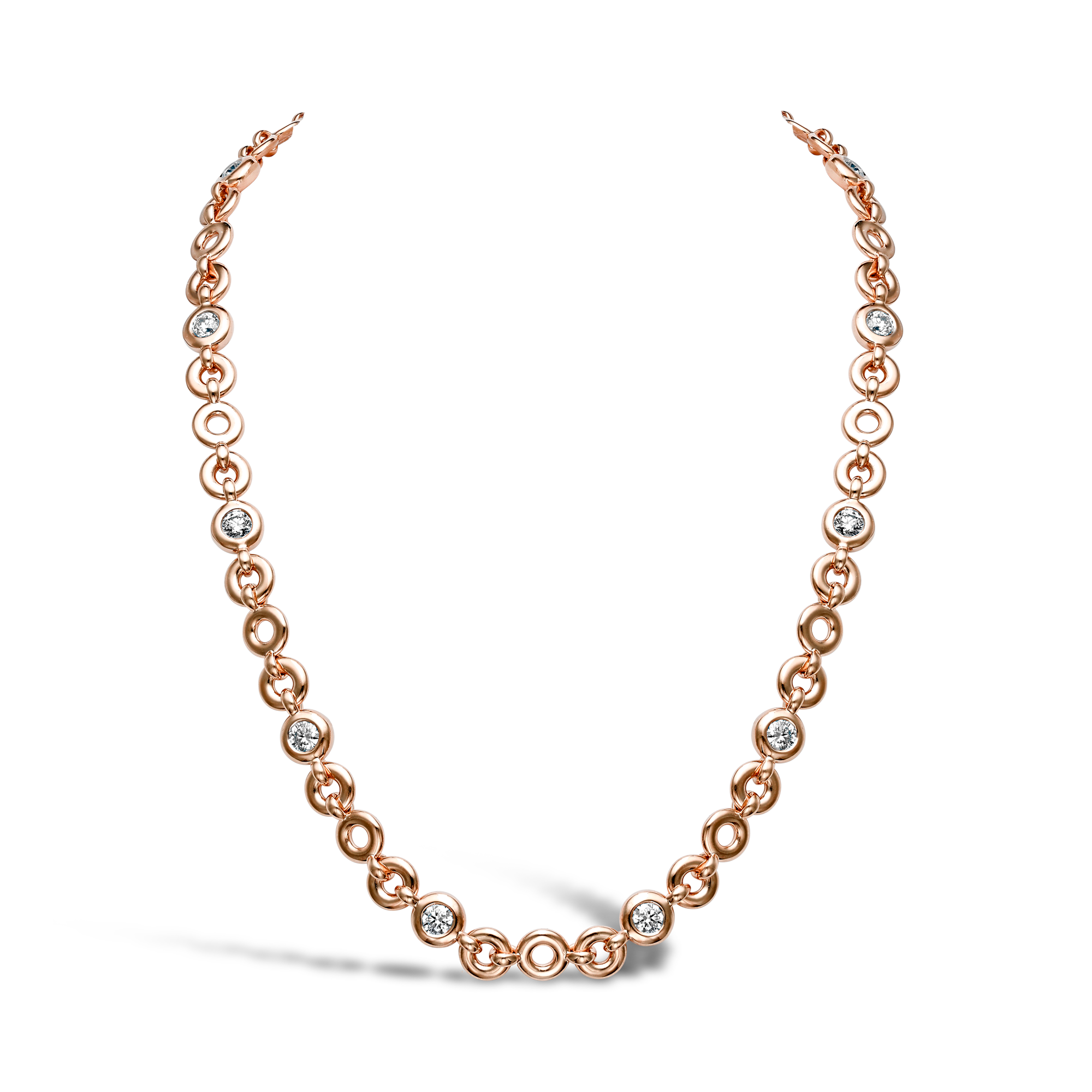 RockChain Ten Stone Diamond Necklace Brilliant Cut, Rubover Set_1