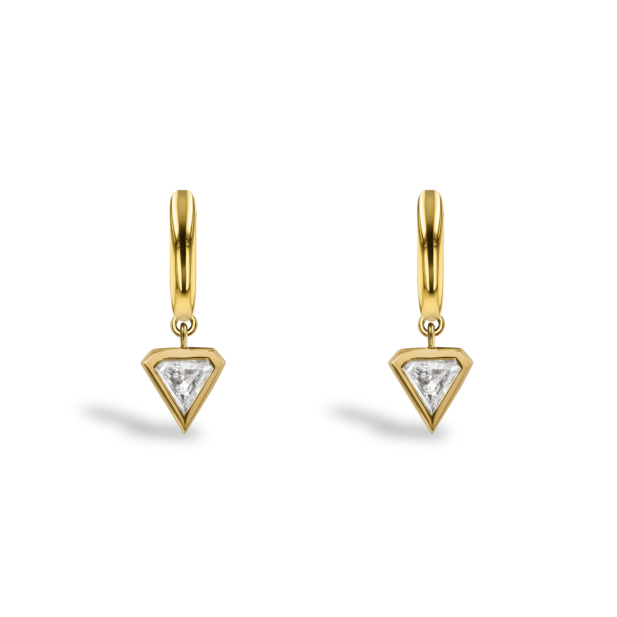 Shield Cut 0.38ct Diamond Drop Earrings Shield Cut, Rubover Set_2