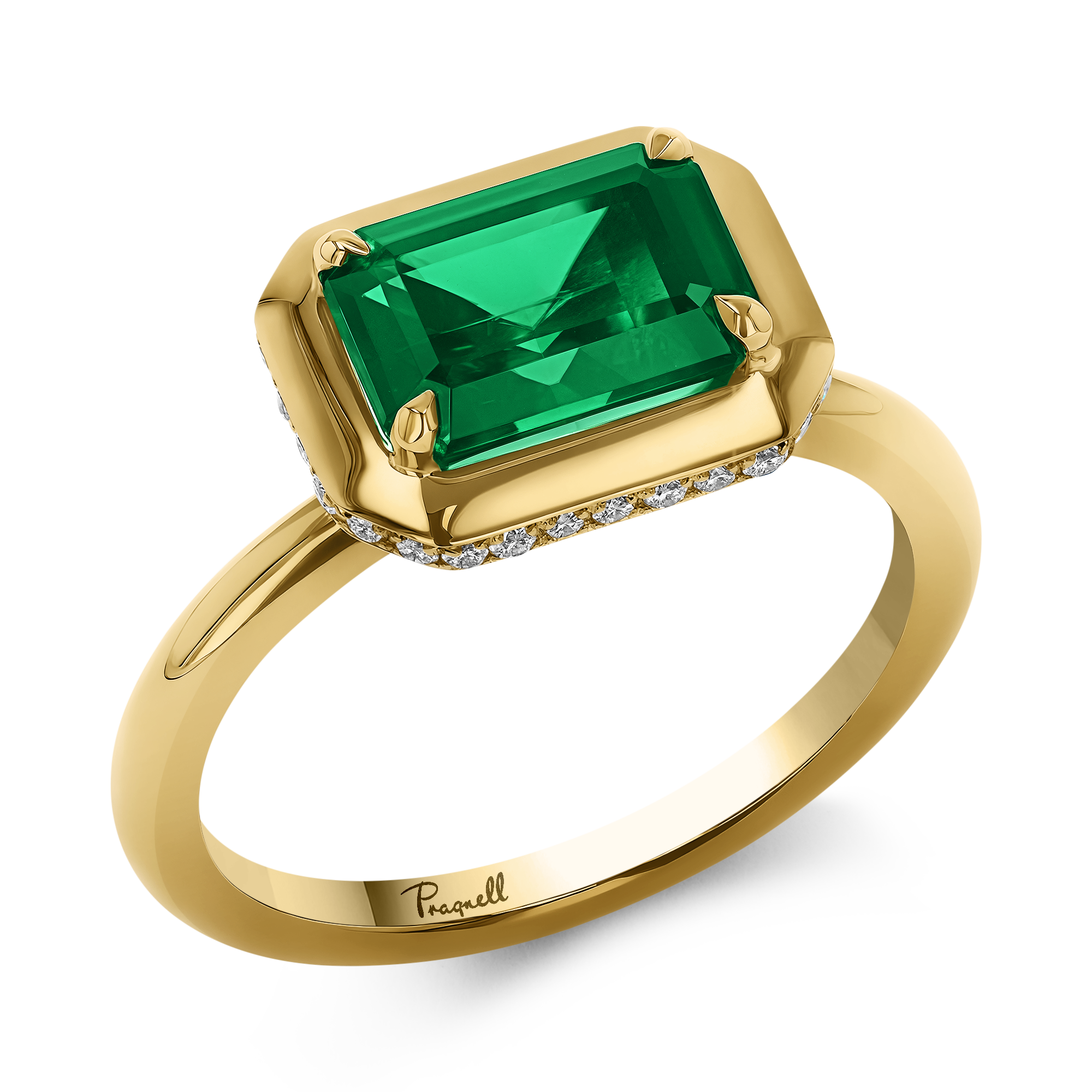 Skimming Stone 1.98ct Emerald and Diamond Solitaire Ring Emerald Cut, Claw Set_1