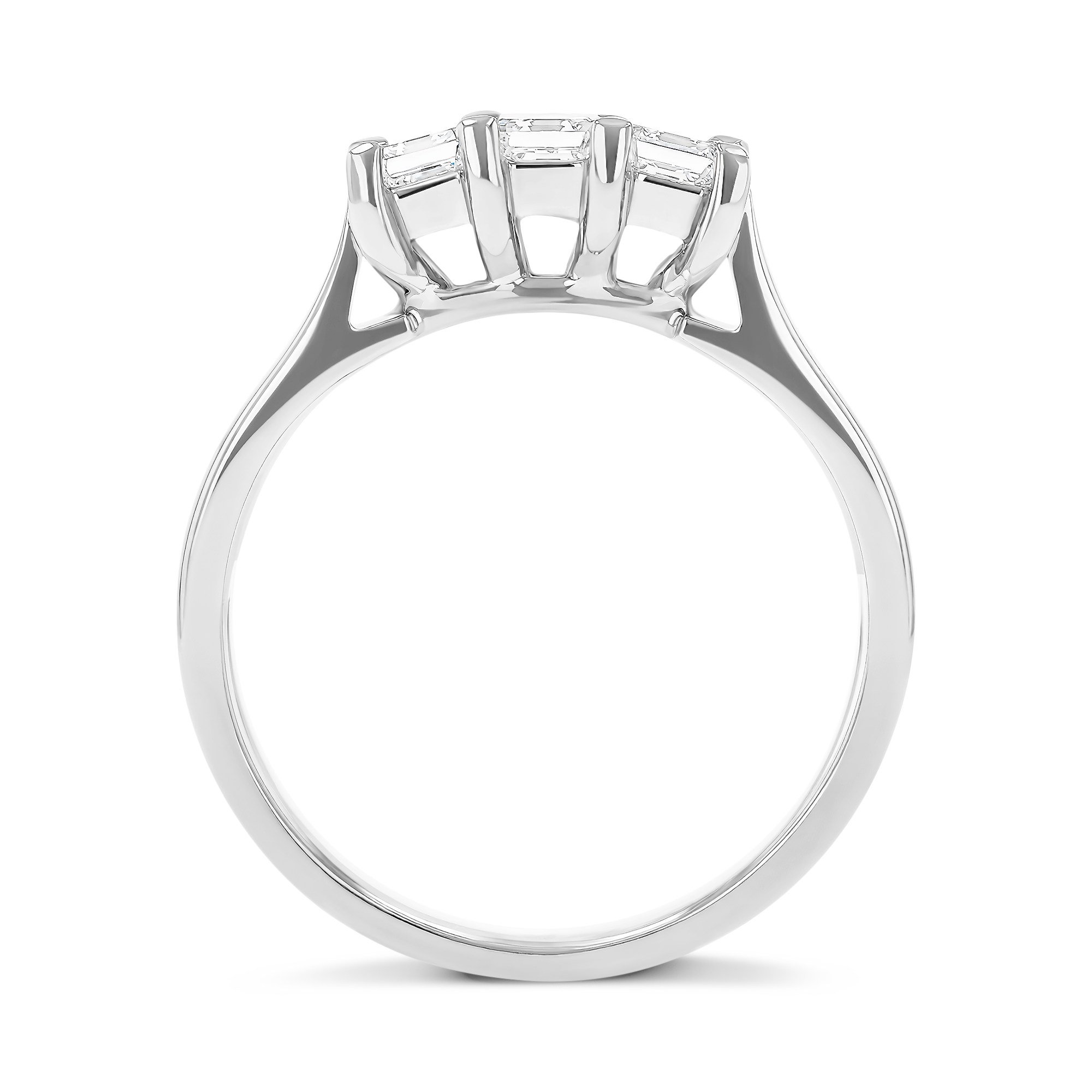 Asscher Cut 0.59ct Diamond Three Stone Ring in Platinum Asscher Cut, Claw Set_3