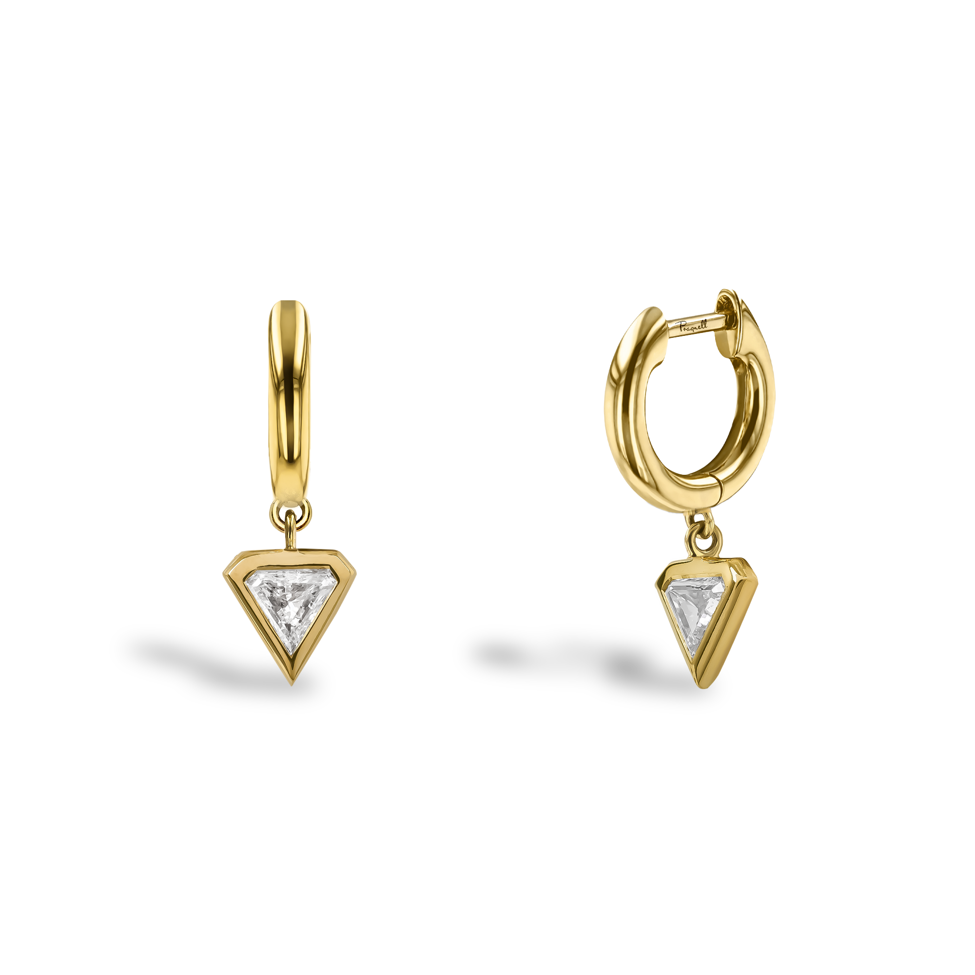 Shield Cut 0.38ct Diamond Drop Earrings Shield Cut, Rubover Set_1