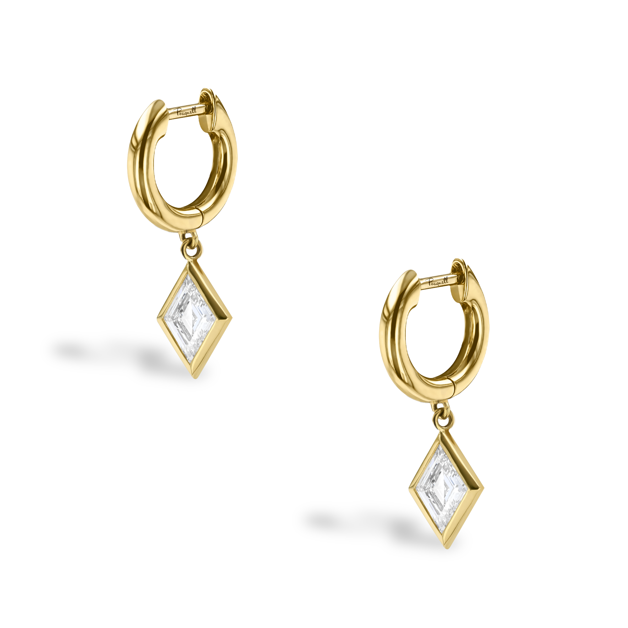 Lozenge Cut 1.33ct Diamond Drop Earrings Lozenge Cut, Rubover Set_3