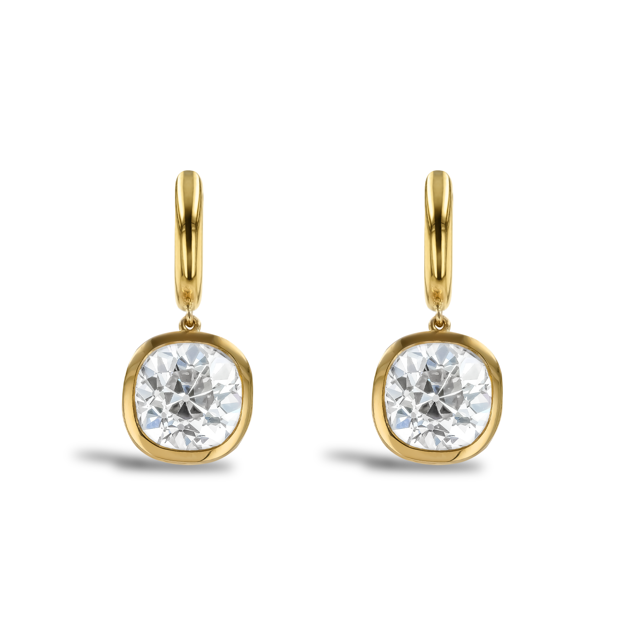 Legacy 6.16cts Diamond Drop Earrings Old Mine Cut, Rubover Set_2