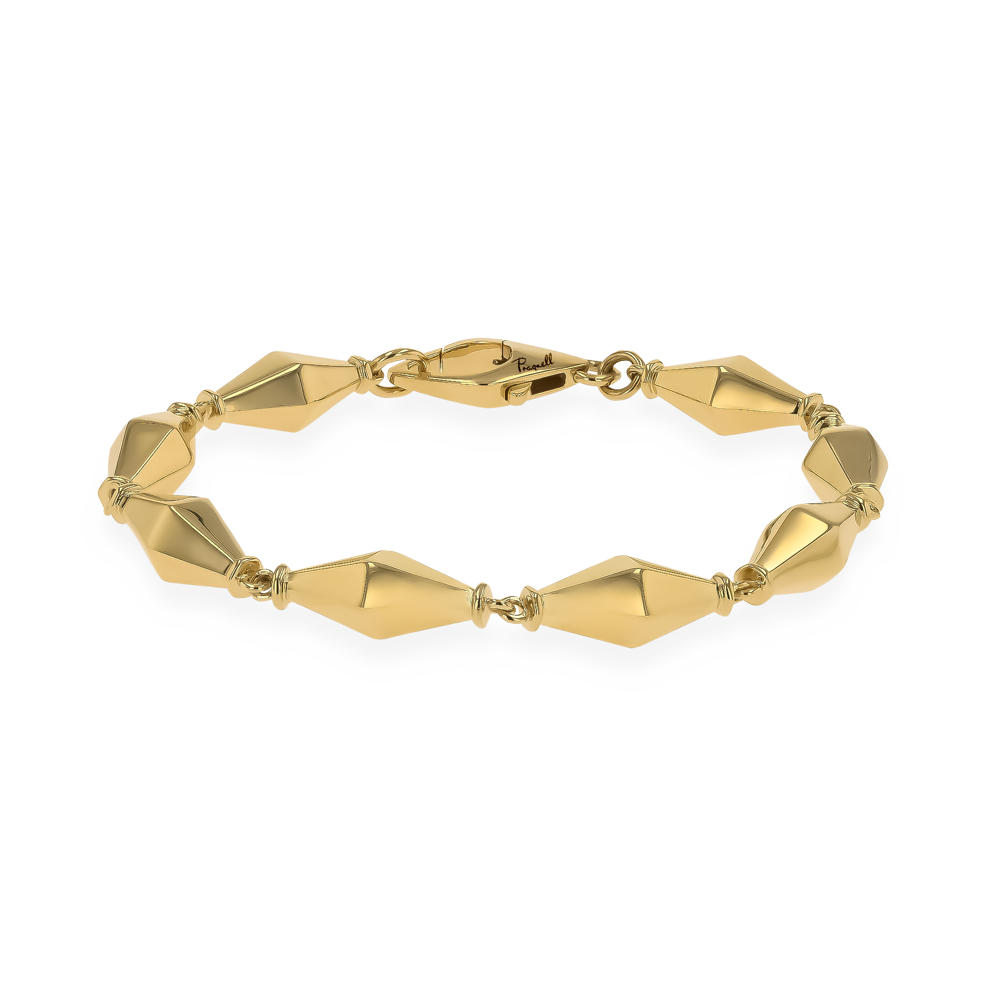 Cleopatra Gold Faceted Barrel Link Bracelet _1