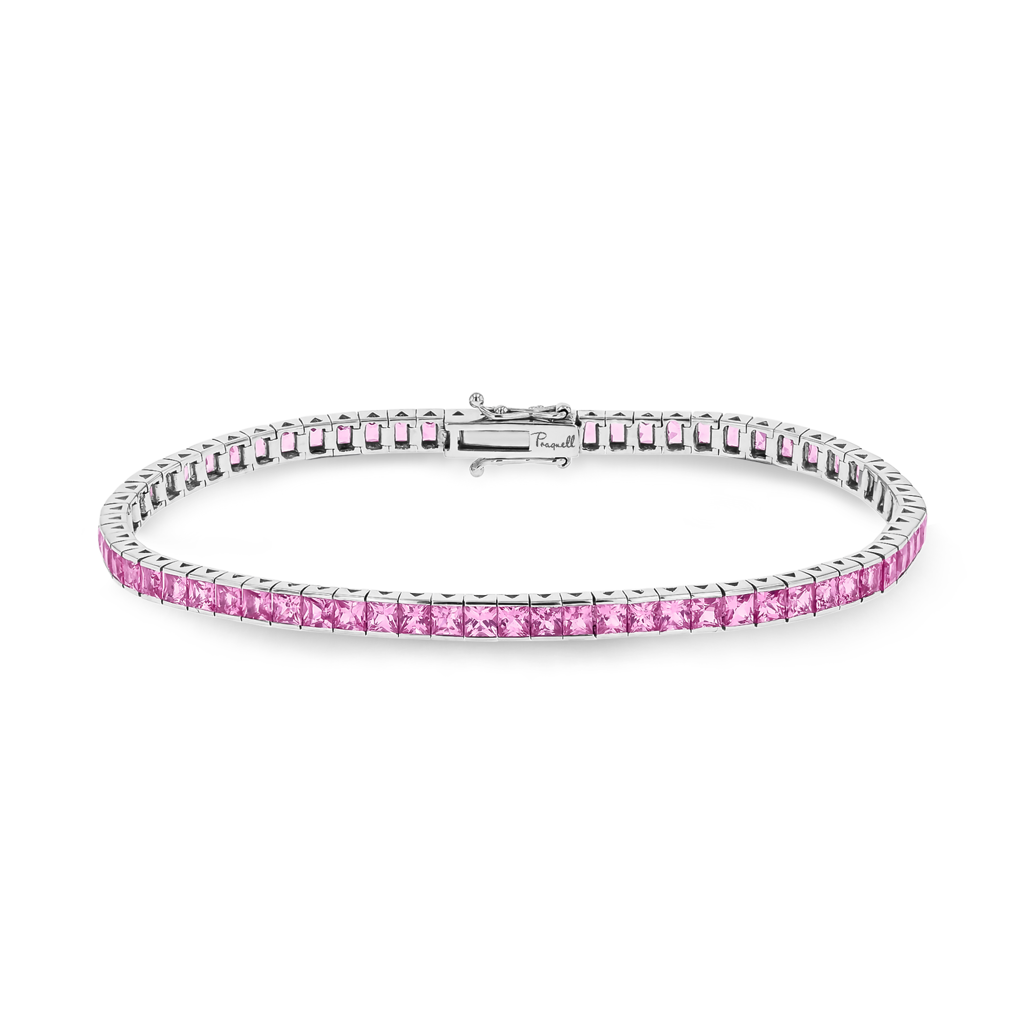 Pink Sapphire Line Bracelet Princess Cut, Channel Set_1