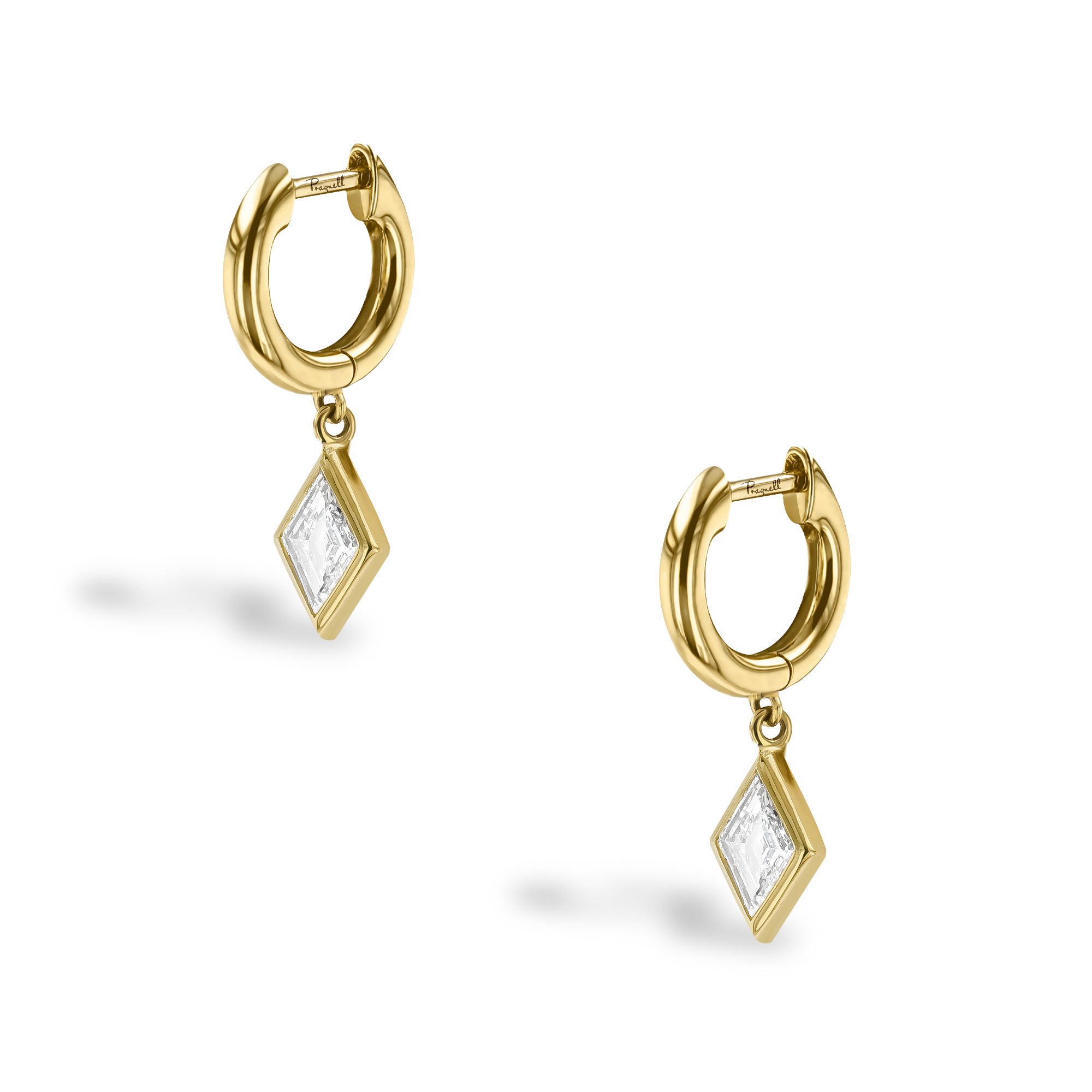 Lozenge Cut 1.085ct Diamond Drop Earrings Lozenge Cut, Rubover Set_3