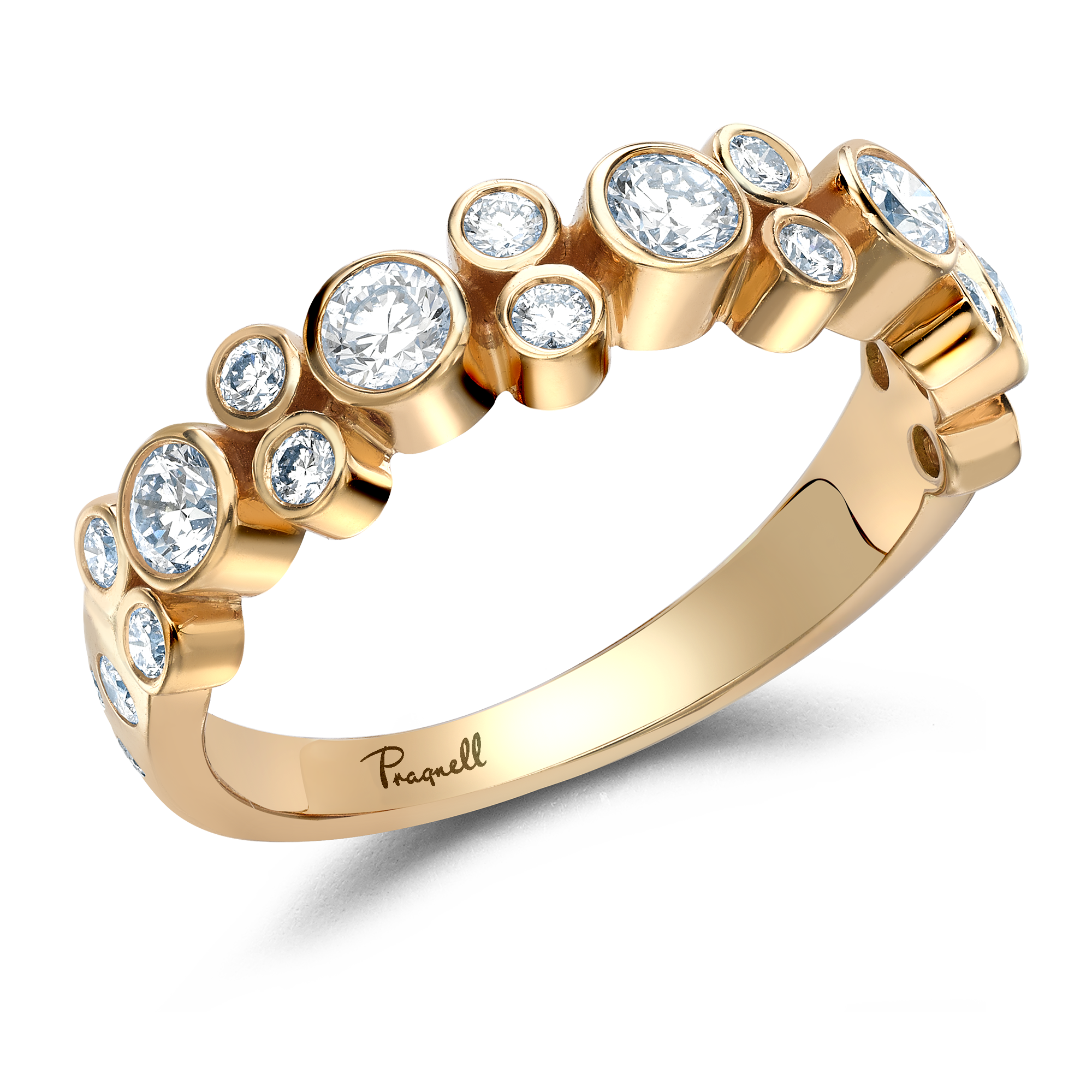 Bubbles Half-Eternity Diamond Ring Brilliant Cut, Rubover Set_1