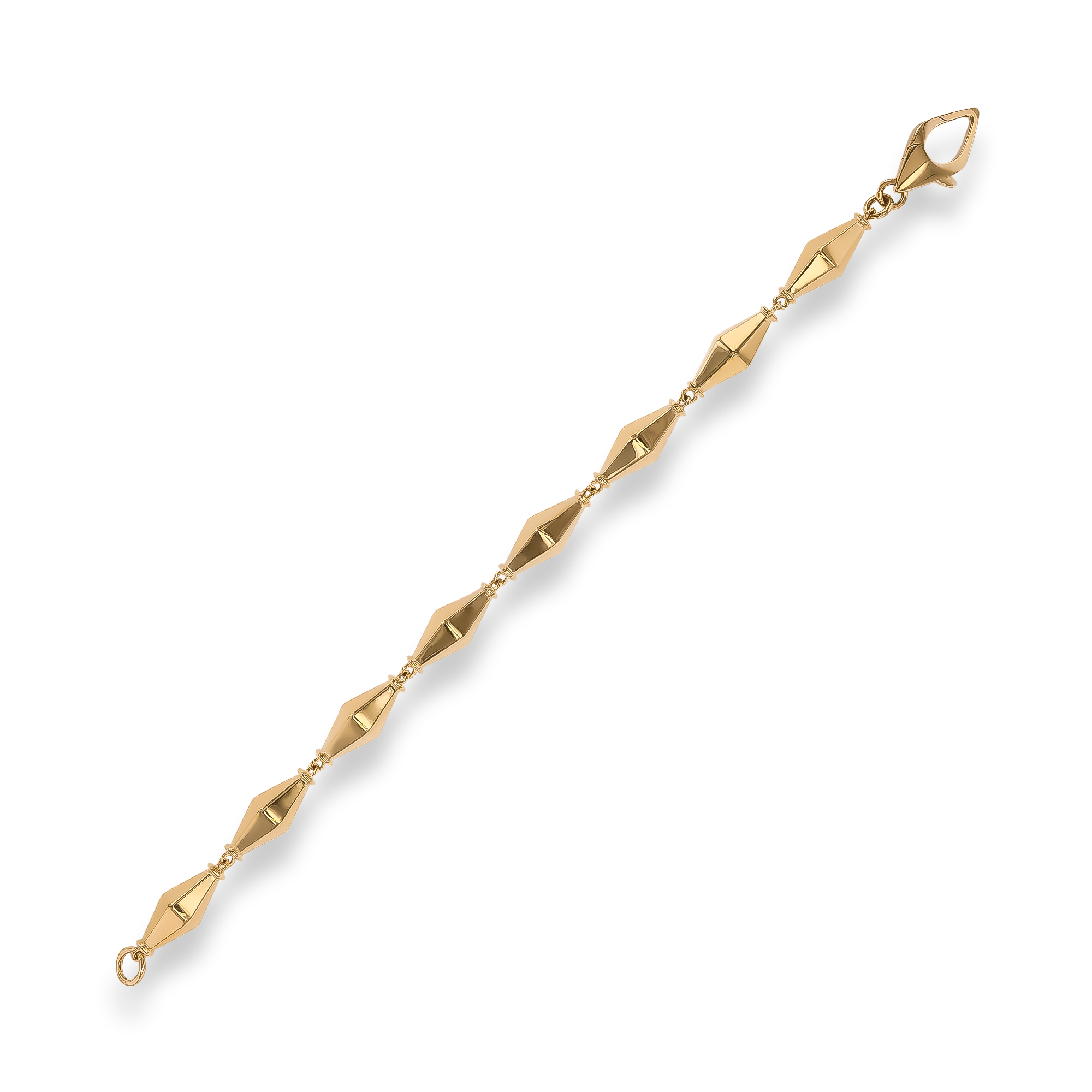 Cleopatra Gold Faceted Barrel Link Bracelet _2