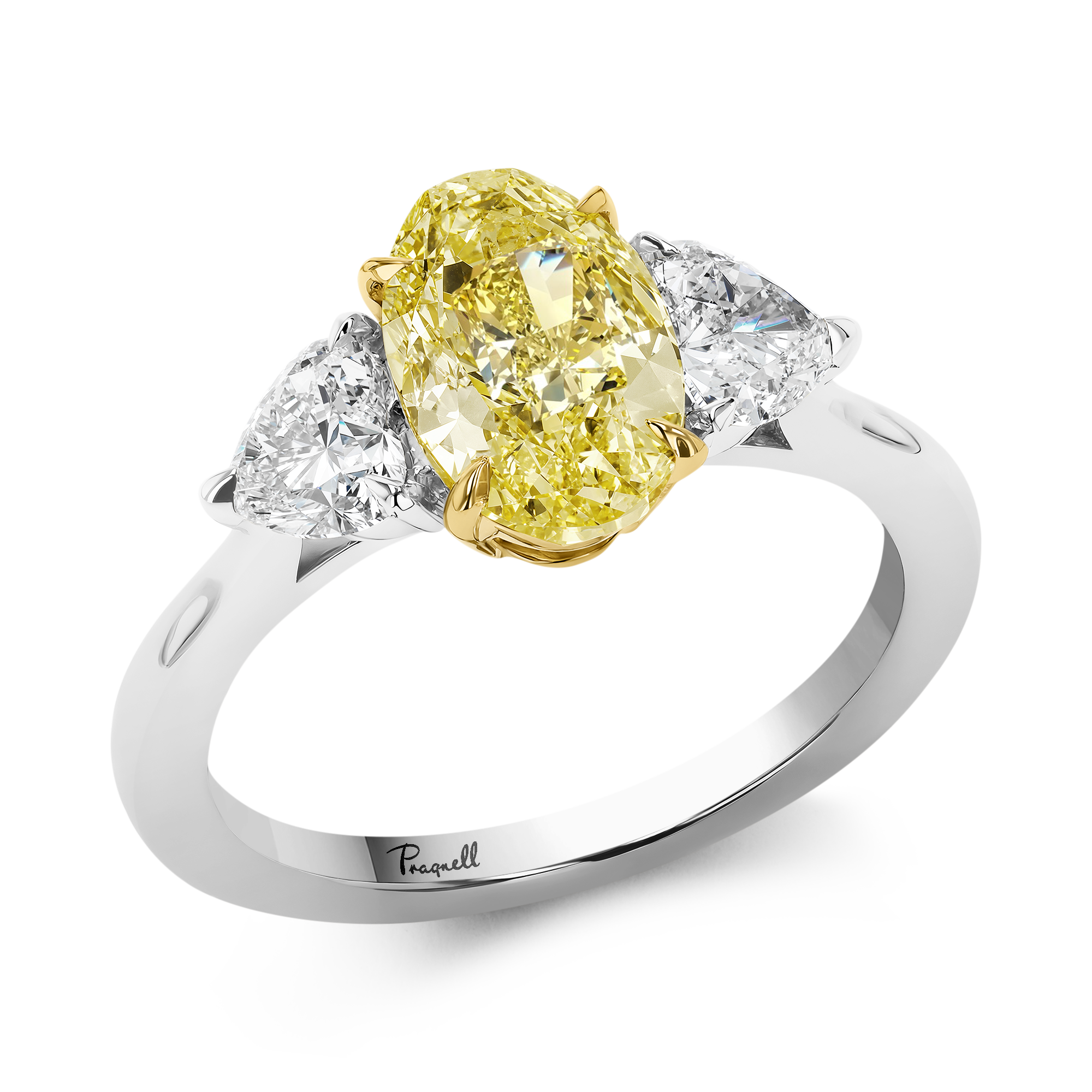 Venus Setting 2.01ct Kimberley Fancy Intense Yellow Diamond Ring Oval & Heart Cut, Claw Set_1